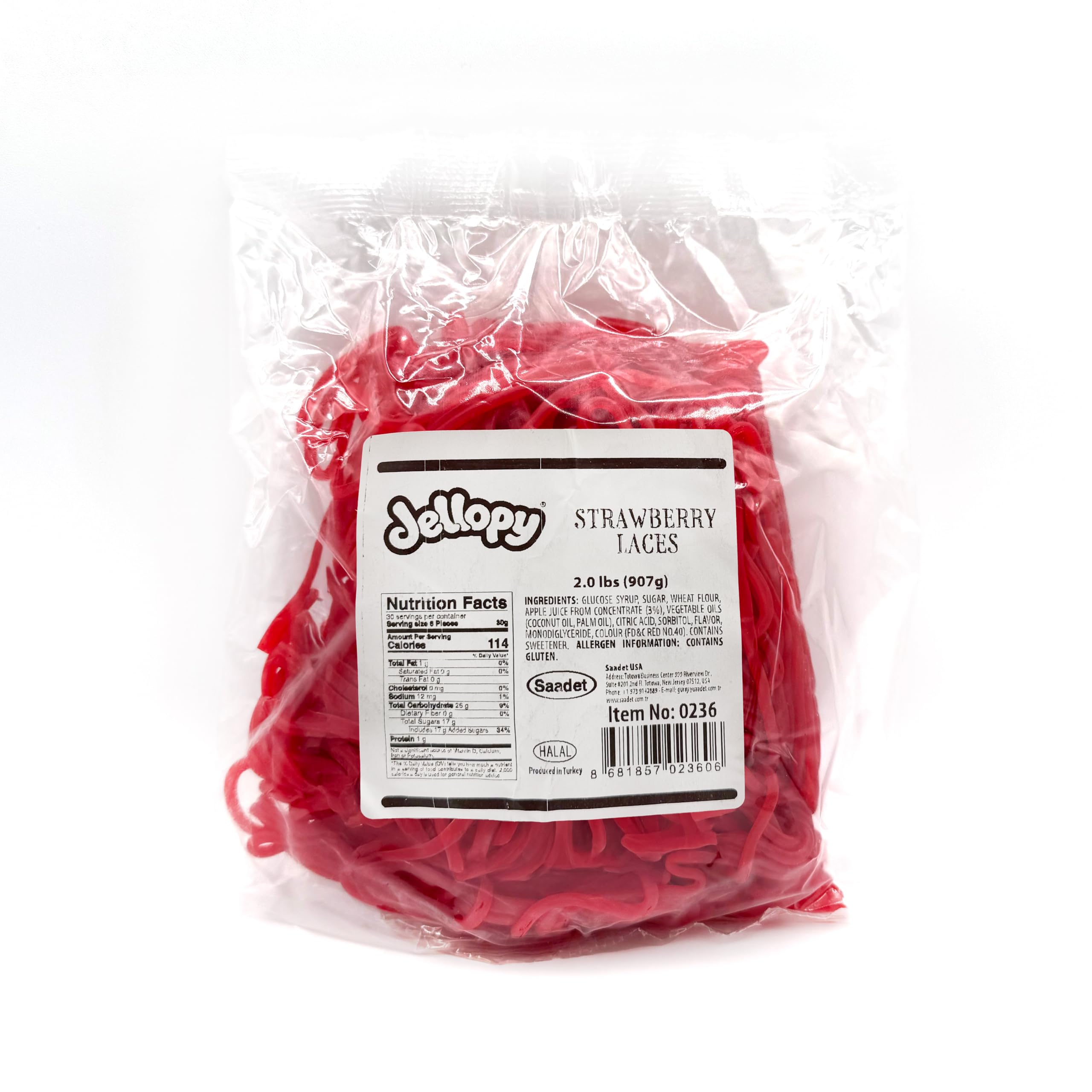 Strawberry Red Licorice Laces - 2 Pound Bulk Pack - Chewy Candy