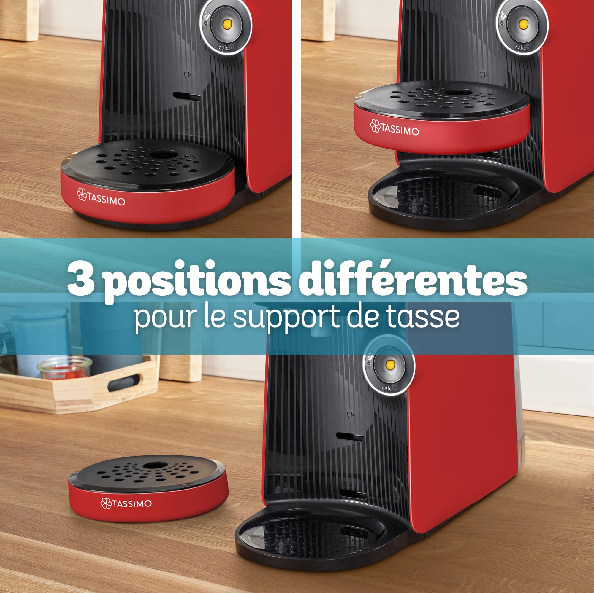 Bosch Tassimo Finesse TAS163E Machine à café multi-boissons, 70 boissons chaudes, IntensityBoost, cafétière à dosettes, rouge
