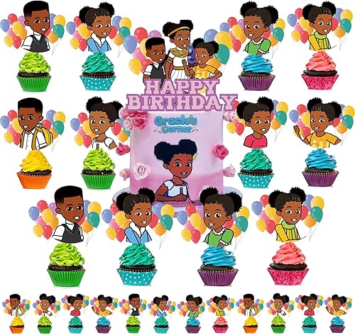 25 decoraciones para tartas de esquina Grace con 24 adornos para cupcakes Grace Corner, 1 decoración para tartas temáticas de gracia (B)