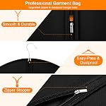 Garment Bags for Travel & Hanging Clothes, 55" Suit Bag for Closet Storage, Lightweight Dress Bags for Gowns Long, Dustproof Garment Covers with Clear Window & Reinforced Zipper, Black (1 Pack)