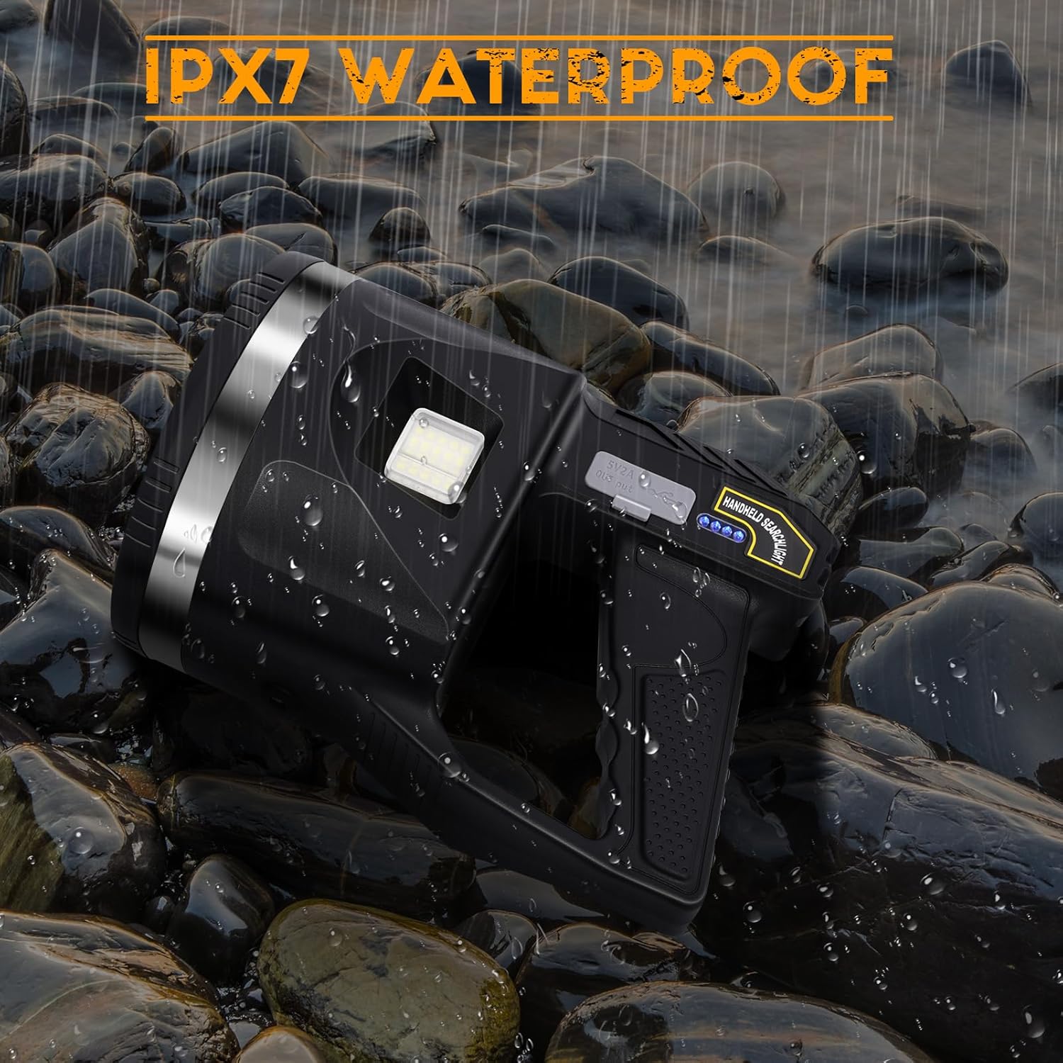 Spotlight 1000000 Lumens, 6 Modes Super Bright LED Rechargeable Spotlight Flashlight with Cob Light, Tripod, Strap, 24000mAh 25Hrs IPX7 Waterproof Spot Lights Outdoor Handheld for Boating, XXL