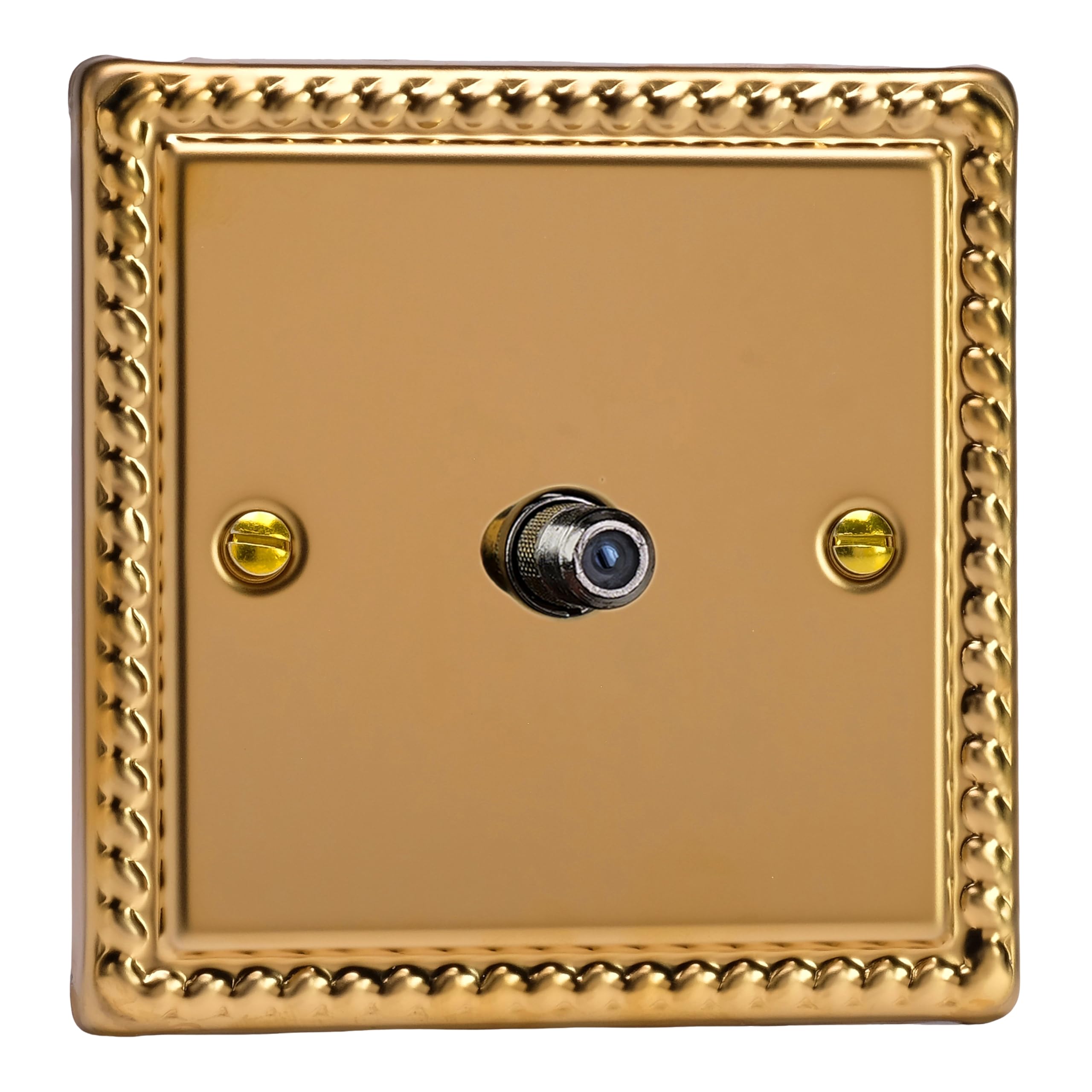 Varilight Single Tv Socket F-Type SatelliteClassic Georgian Brass With Plain InsertXg8S from B&Q