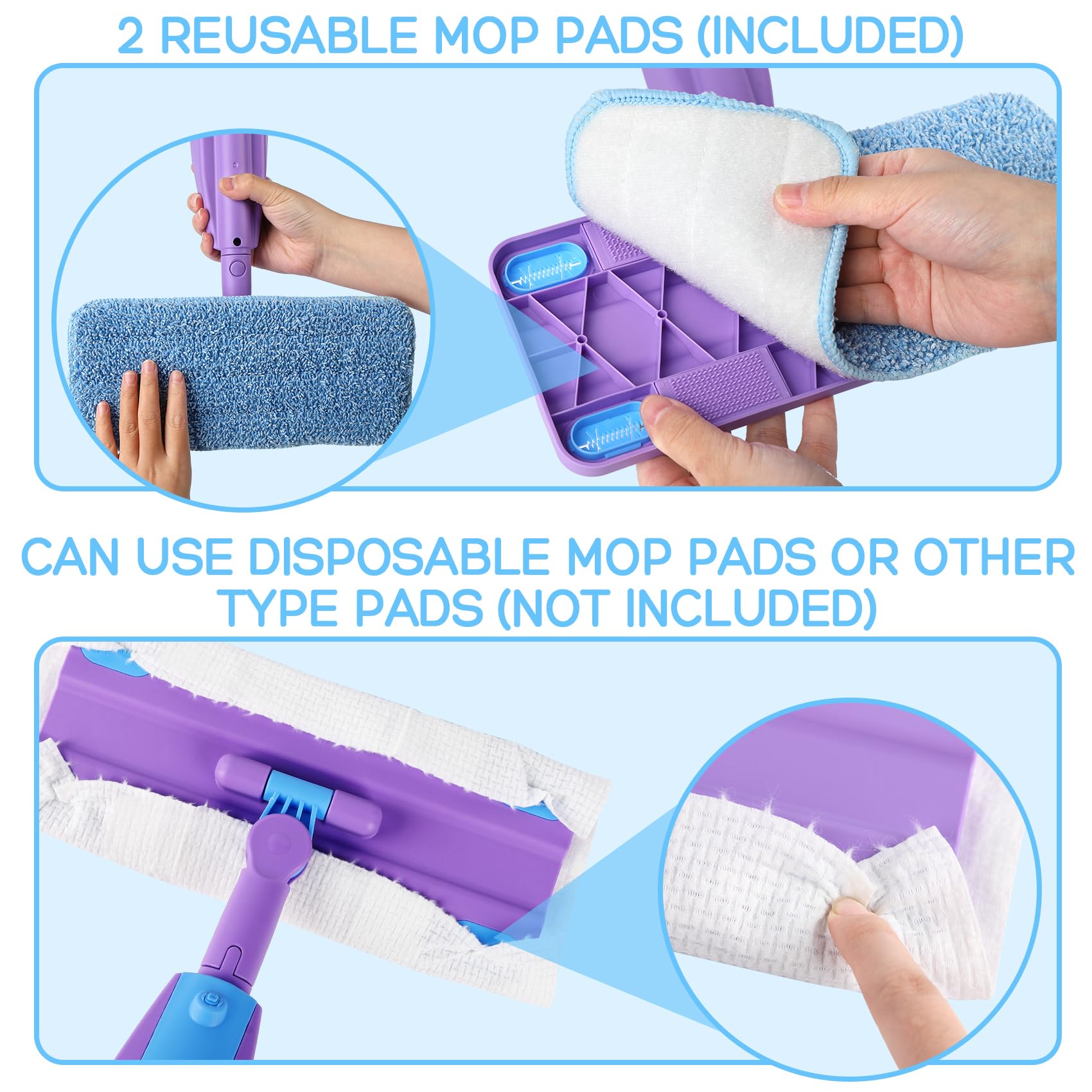 Trapeador con atomizador para niños, juego de limpieza para niños pequeños con rociador de agua y 2 almohadillas lavables para trapeador y raspador, juguetes Montessori de limpieza para juegos de 4