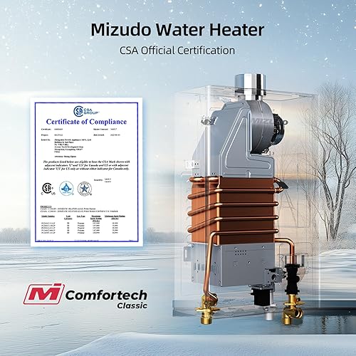Miniatura 6 de MIZUDO Calentador de agua sin tanque de propano para interiores, máximo 3.6 GPM 80,000 BTU certificado CSA 34 pulgadas NPT On Demand Calentador de