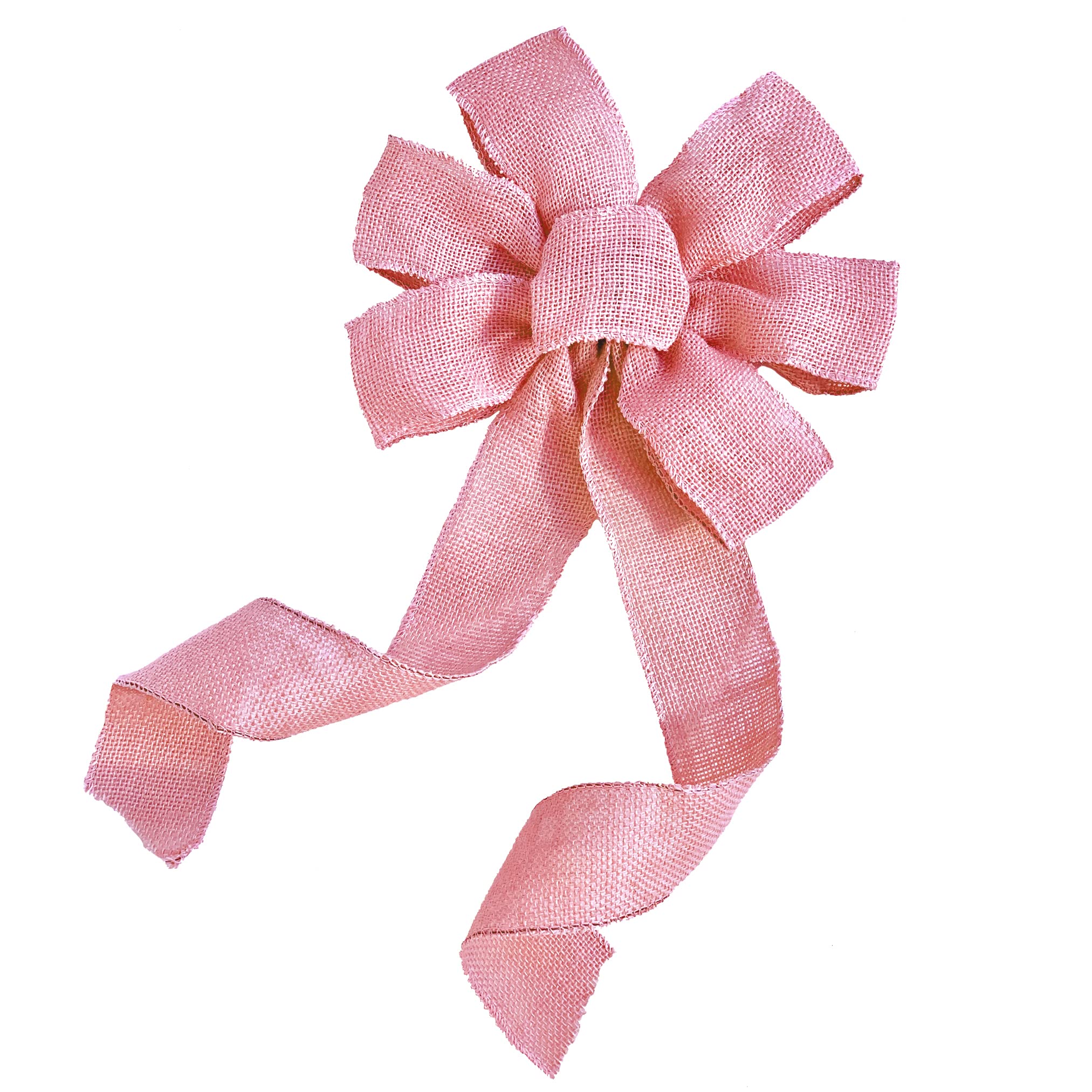 Light Pink Burlap Wreath Bow - 10" Wide x 18" Long, Breast Cancer Awareness | Fall, Thanksgiving, Christmas, Wedding, Farmhouse Country, Front Door