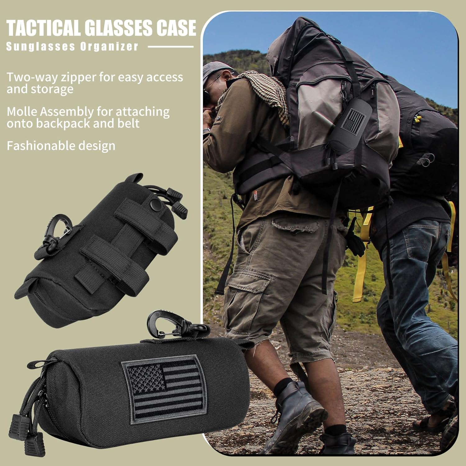 IronSeals 2 Pack Extra Large Tactical Molle Sunglasses Case Anti-Shock Hard Clamshell Glasses Case, XL - Image 6