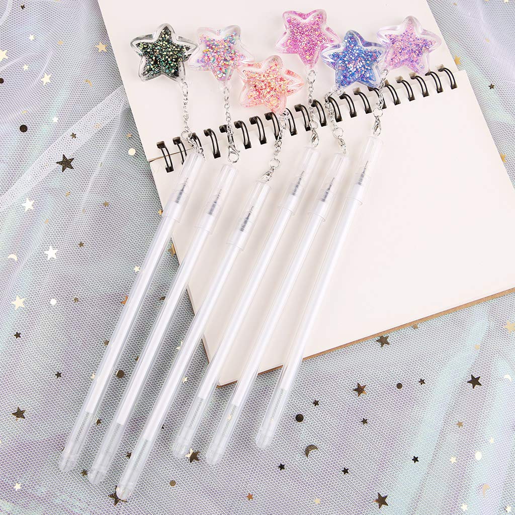 JUNESUN Gel Pen with 0 5mm Point Cartridge Pen Chain Decor Black Ink Shinny Pentagram Embellishment Stationery Supplies — view 5