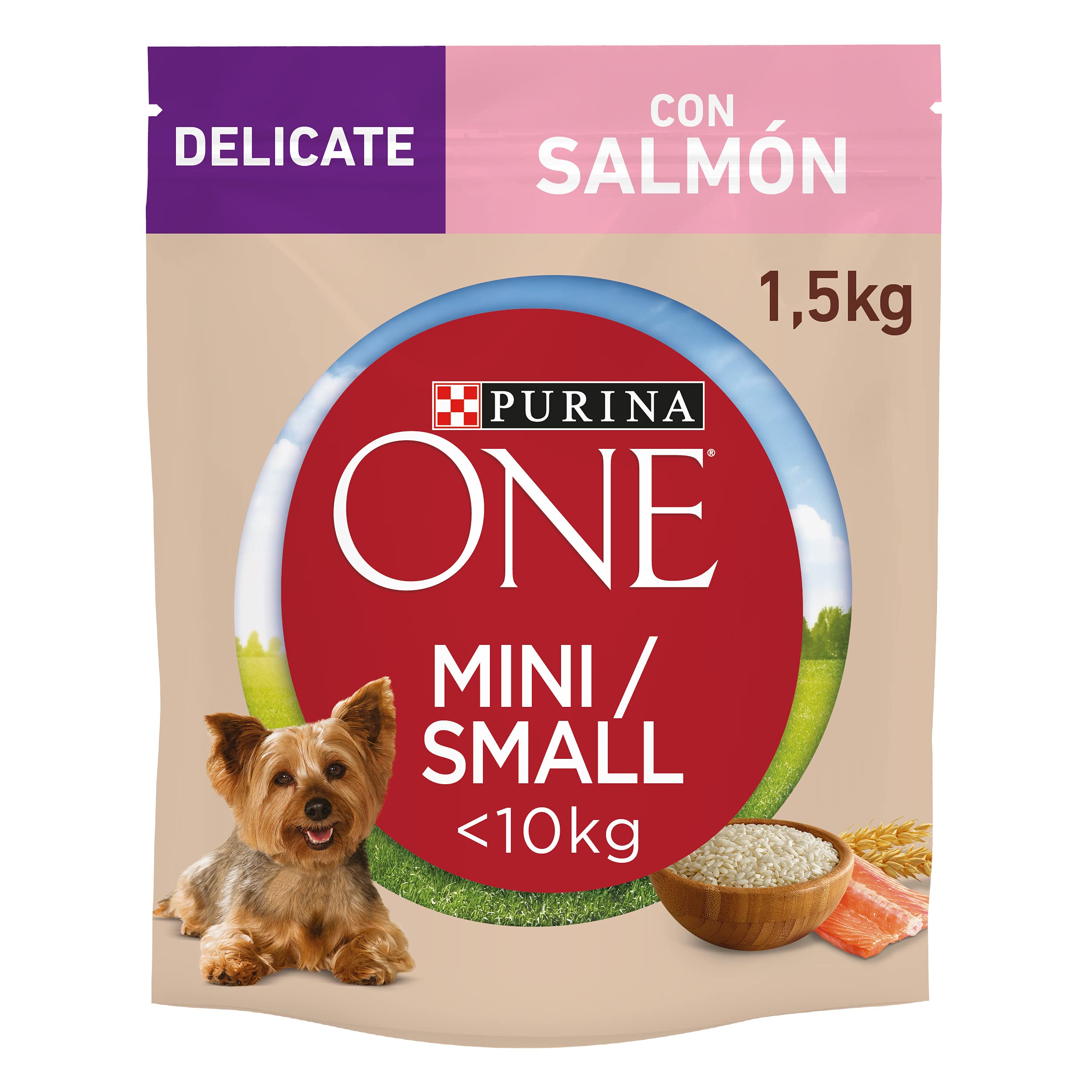 Purina ONE Mini <10kg pienso perro pequeño Sensible Salmón 6x1,5 kg