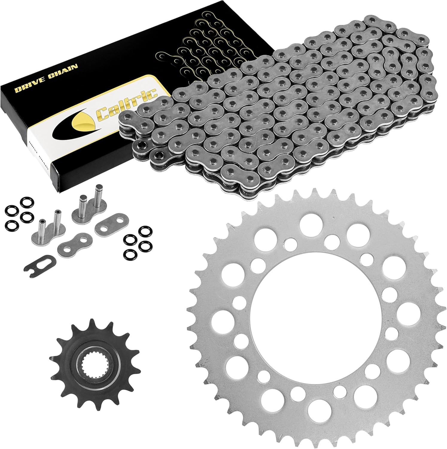 Caltric O-Ring Drive Chain and Sprockets Kit Compatible with Honda TRX200 TRX200D Fourtrax 1990-1997