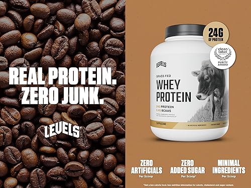 Miniatura 124 de Levels - Concentrado de proteína de suero de leche de ganado alimentado con pasto, sin ingredientes artificiales, 0.85 oz de proteína, capuchino, 2