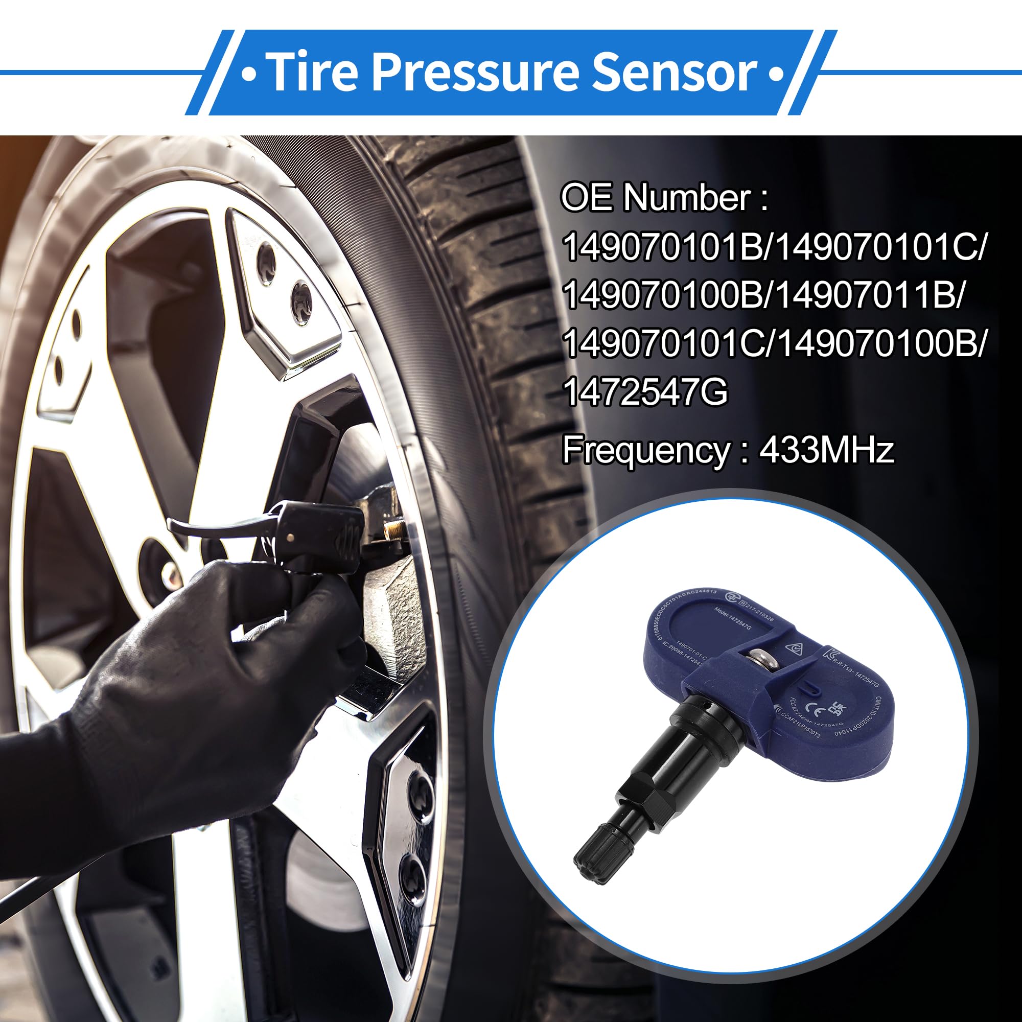 A ABSOPRO Sensor De Presión De Neumáticos TPMS Sensor 433MHz No.1490701-01-B Para Tesla Model 3 2020.10-Actualidad