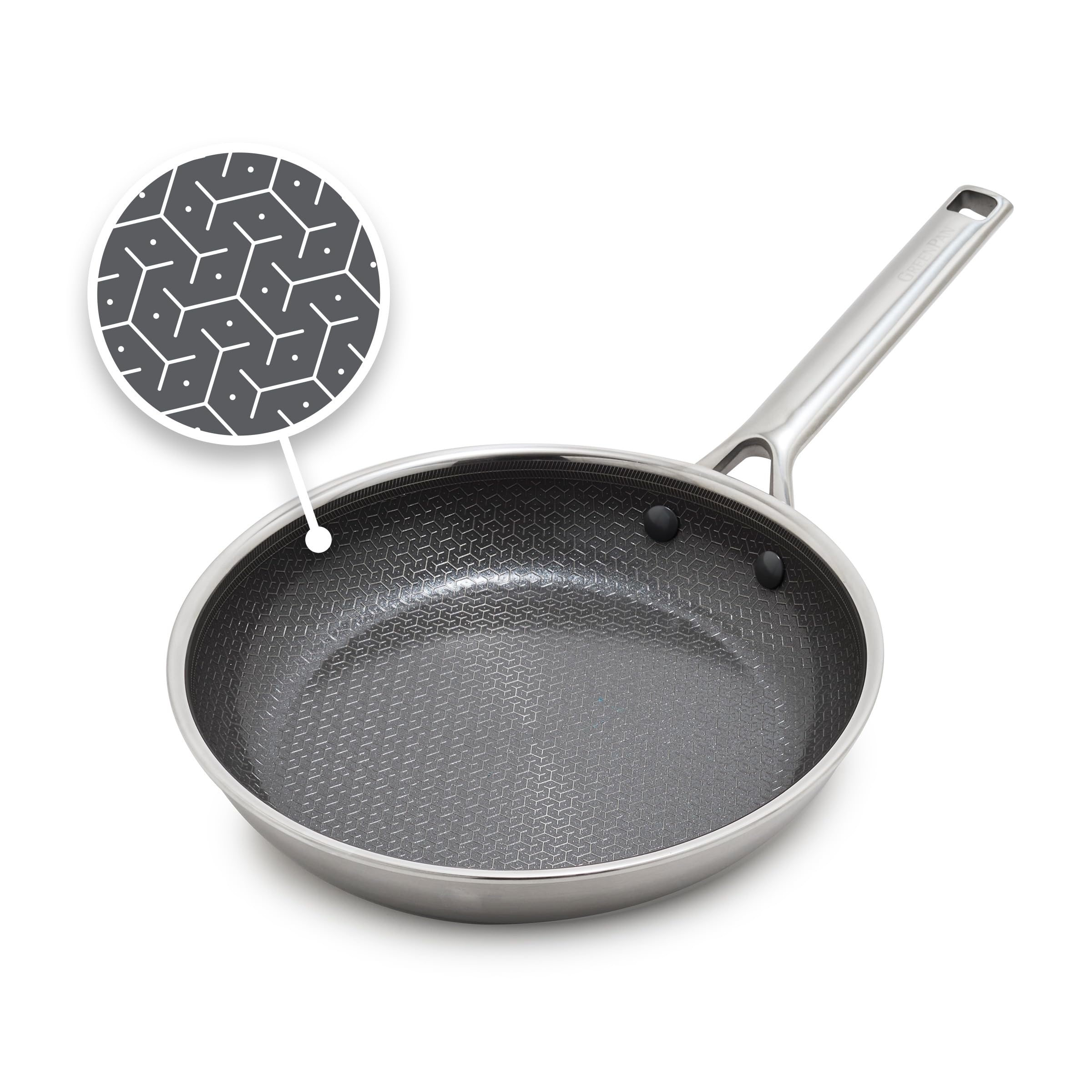 GreenPan Hybrid Stainless Steel Non-Stick 24cm Pan APEX Tri-Ply Thermobond PFAS Free Ceramic Pan, Induction Safe, Oven Safe up to 220°C, Dishwasher Safe, Silver