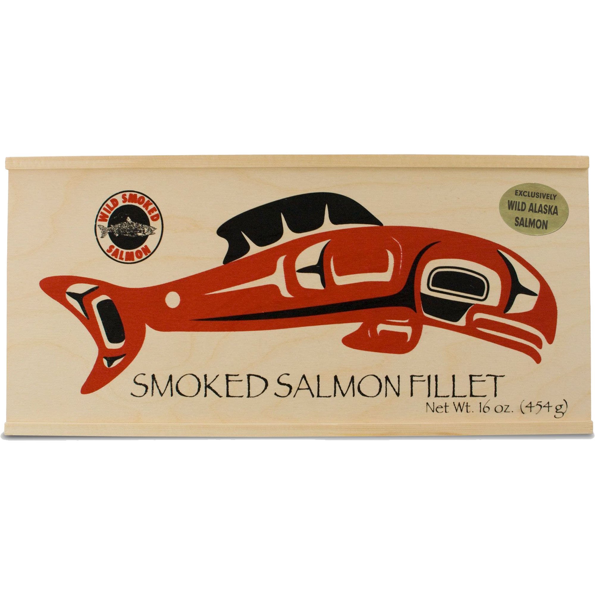 Portlock Wild Smoked Salmon in a Beautiful Wood Box - Net Weight 16 oz - Kosher Chof-K
