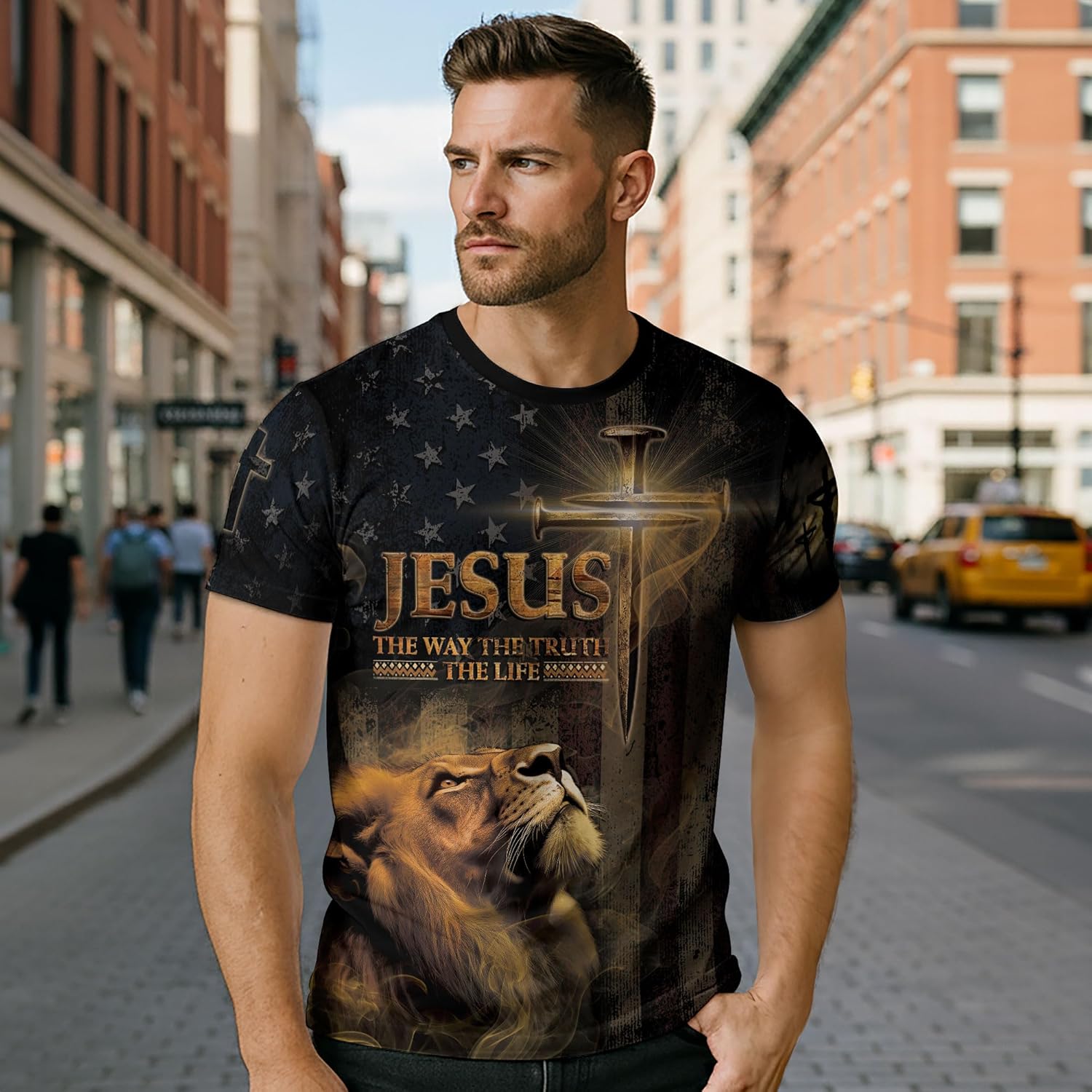 Faith Over Fear Shirt, Christian Shirt for Men, Religious Shirts for Men, Bible Verse Tee, Cross Shirts - Image 2