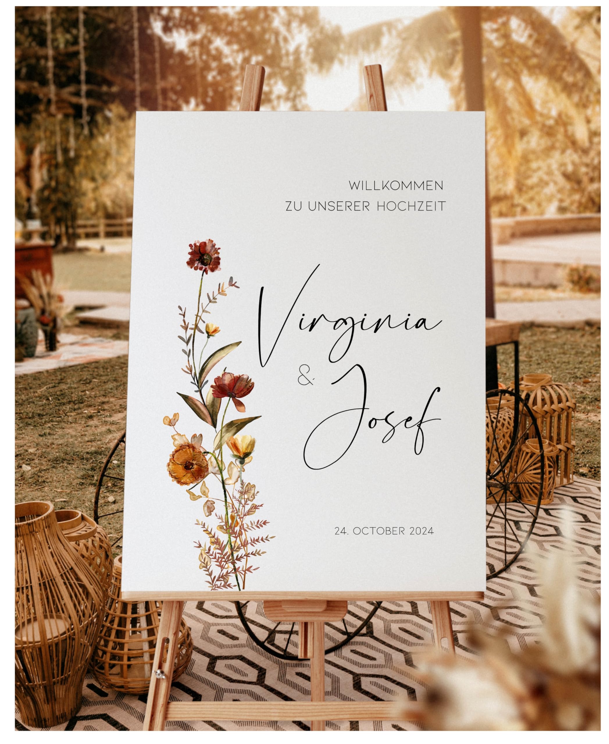 Manschin-Laserdesign Willkommensschild Aluverbund personalisiert - Made in Germany - Welcome Willkommen Schild für Hochzeit (80x55cm)