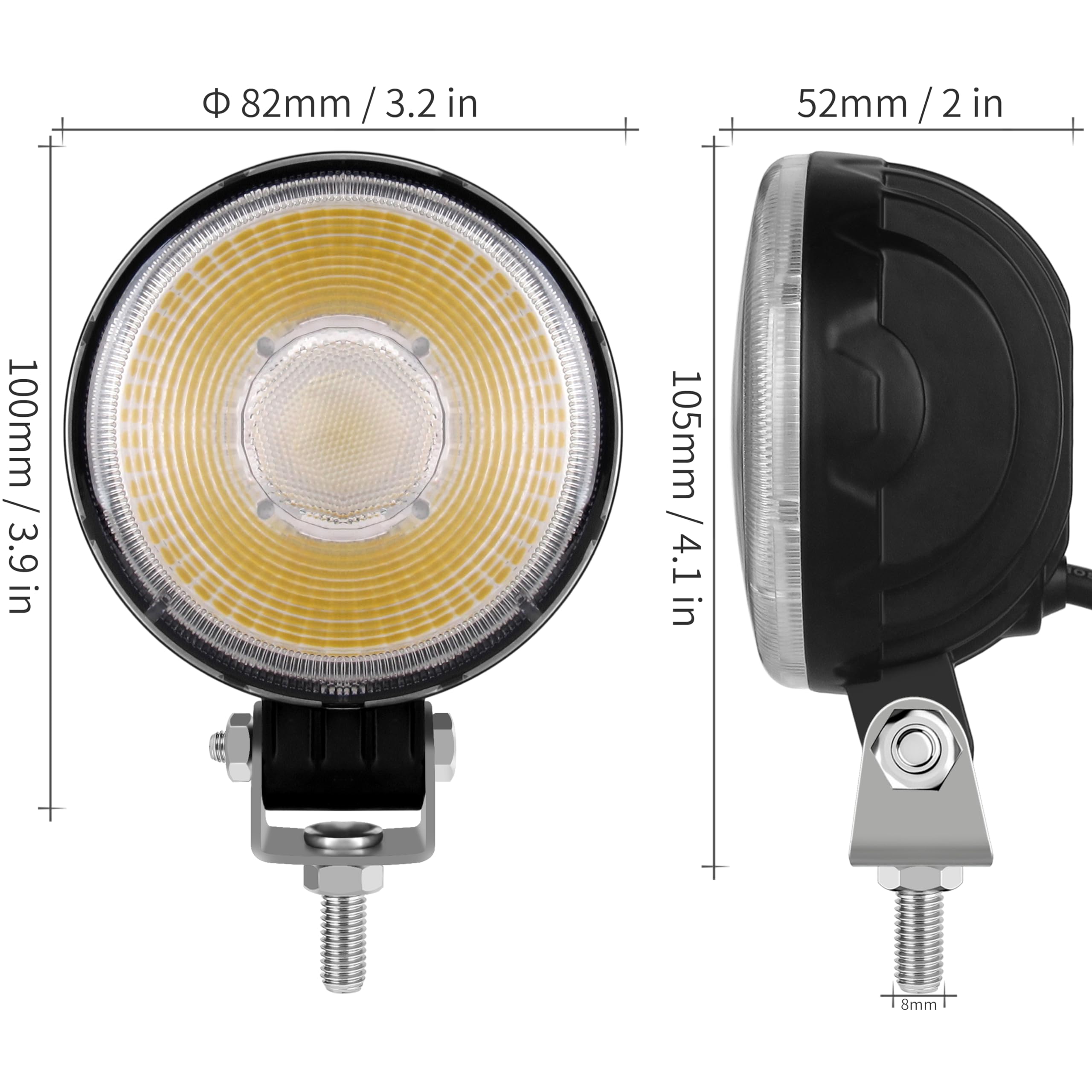 Warme weiße Blassgelb LED Arbeitsscheinwerfer,3 Zoll Blassgelb Scheinwerfer Runde Led Nebellicht Offroad,12V 24V Fahrlicht Zusatzscheinwerfer für ATV LKW Boot Traktor Arbeitsleuchten