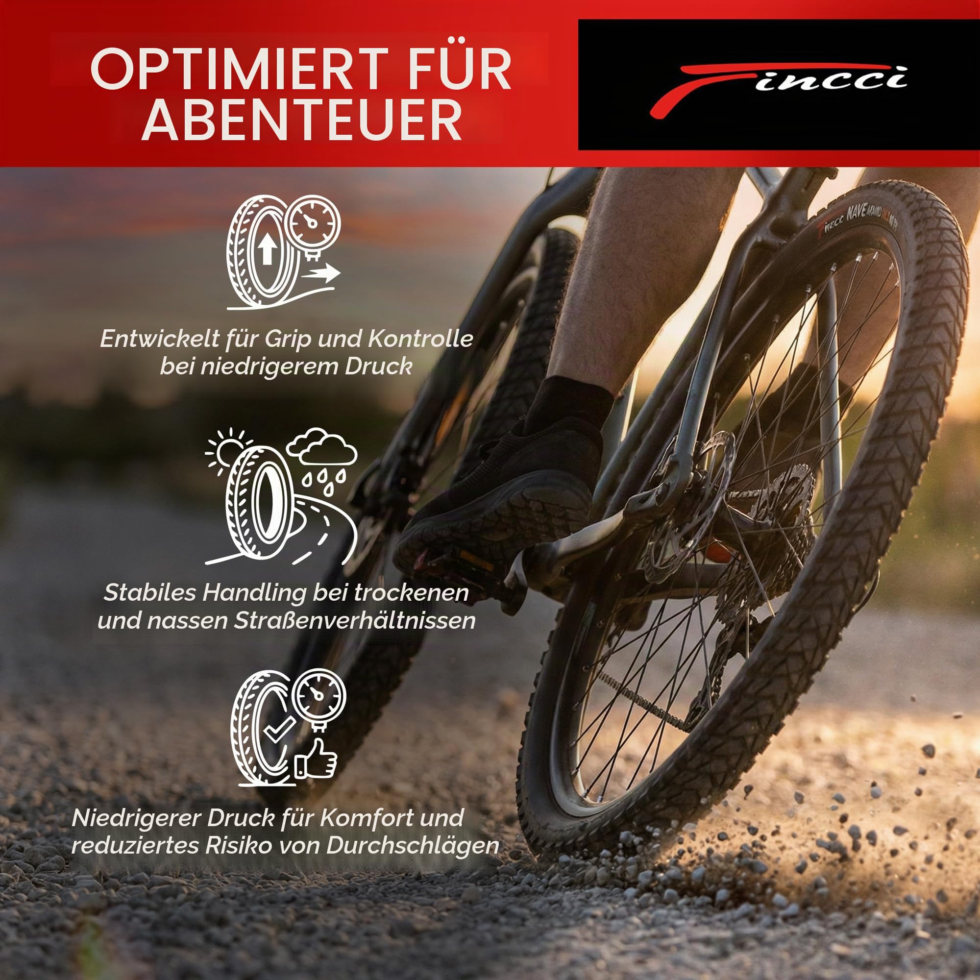 Fincci Nave Urban 700x45c Fahrradreifen 28x1,75 (47-622) - 2er Set Faltbare Aramid 28 Zoll Reifen mit 1mm Pannenschutz - Leichte City, Trekking & Hybrid Reifen 60 TPI