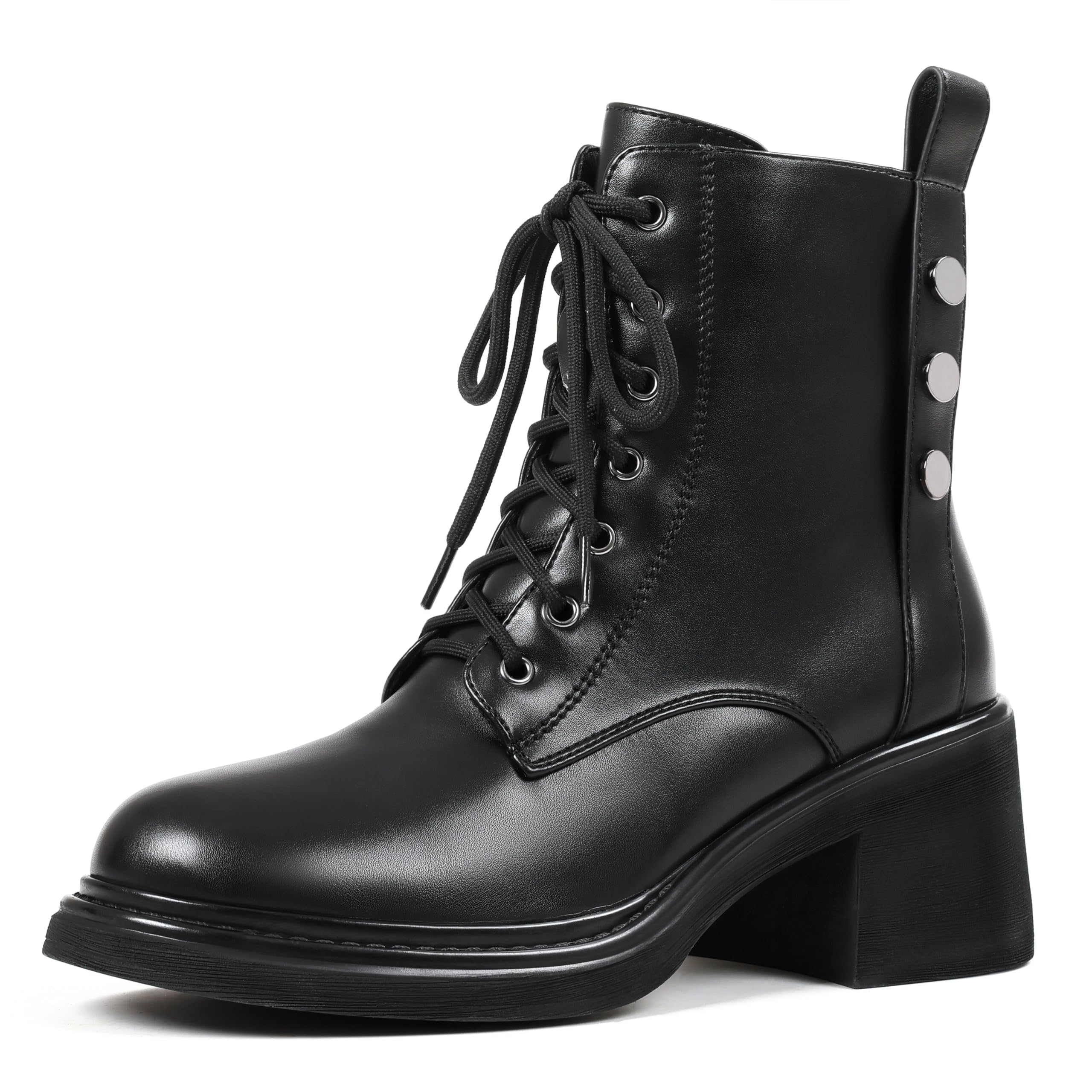 Womens Combat Boots Fashion Lace-up Ankle Booties Platform Chunky Heel Comfortable Casual Shoes