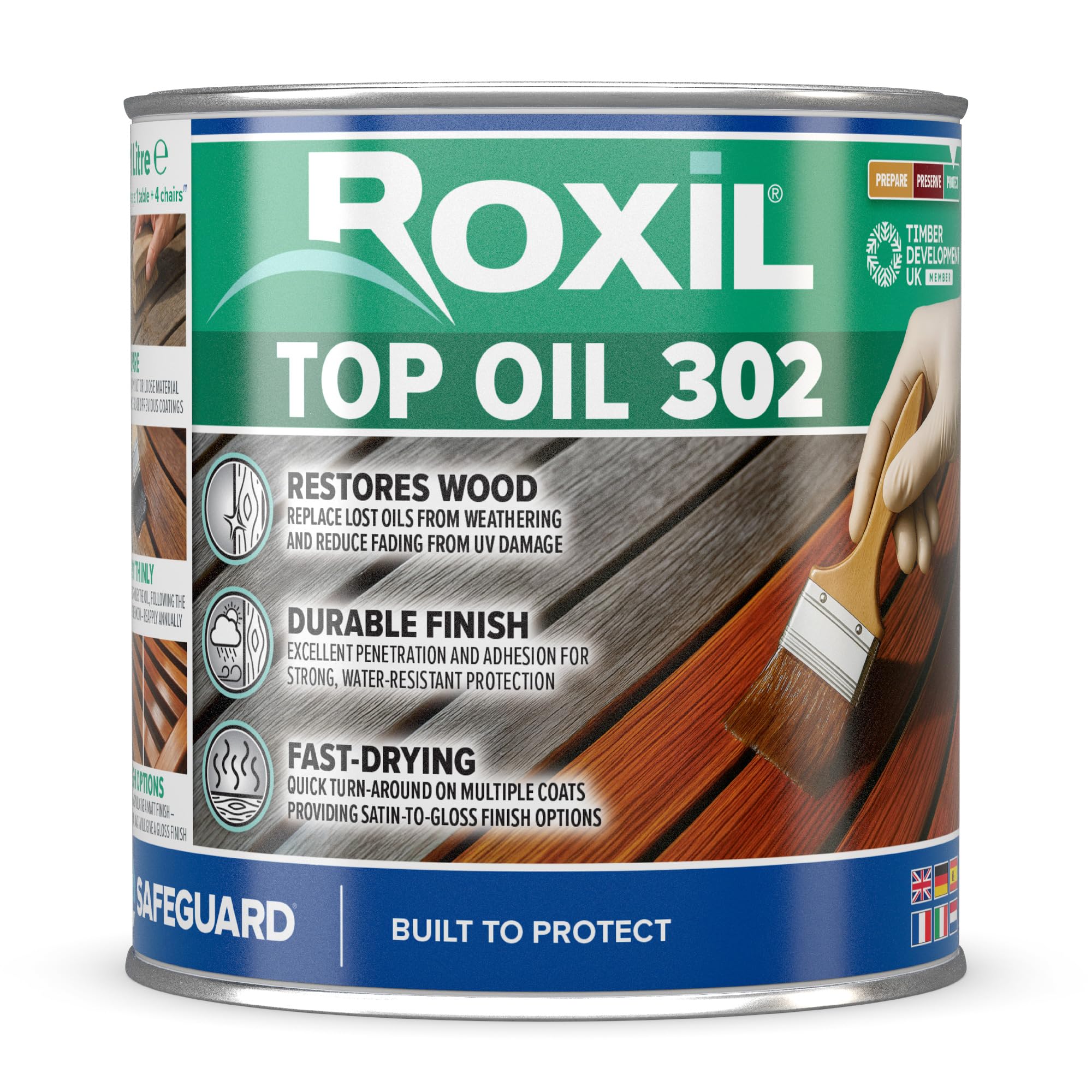 Roxil Wood Oil - Garden Furniture, Decking, Sheds & Fences Treatment - 500ml - Clear Finish