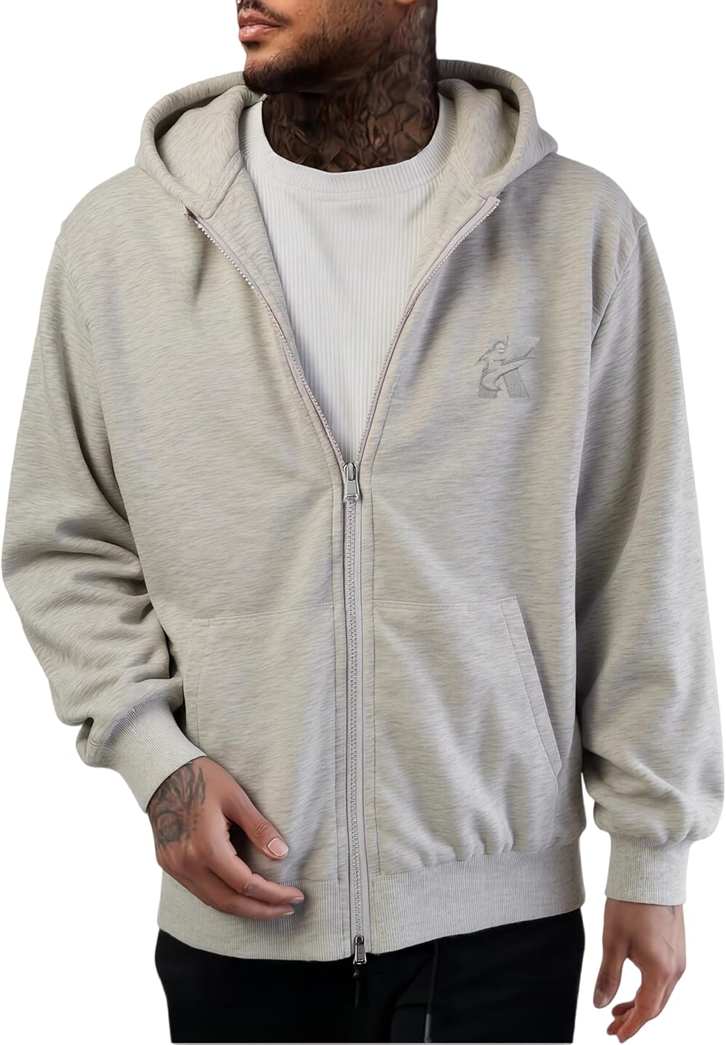 REXUHOWU Men's Full zip Hoodie Cotton Long Sleeve Casual Sweatshirt Pullover Sweatshirts Heavyweight Athletic Hoodies