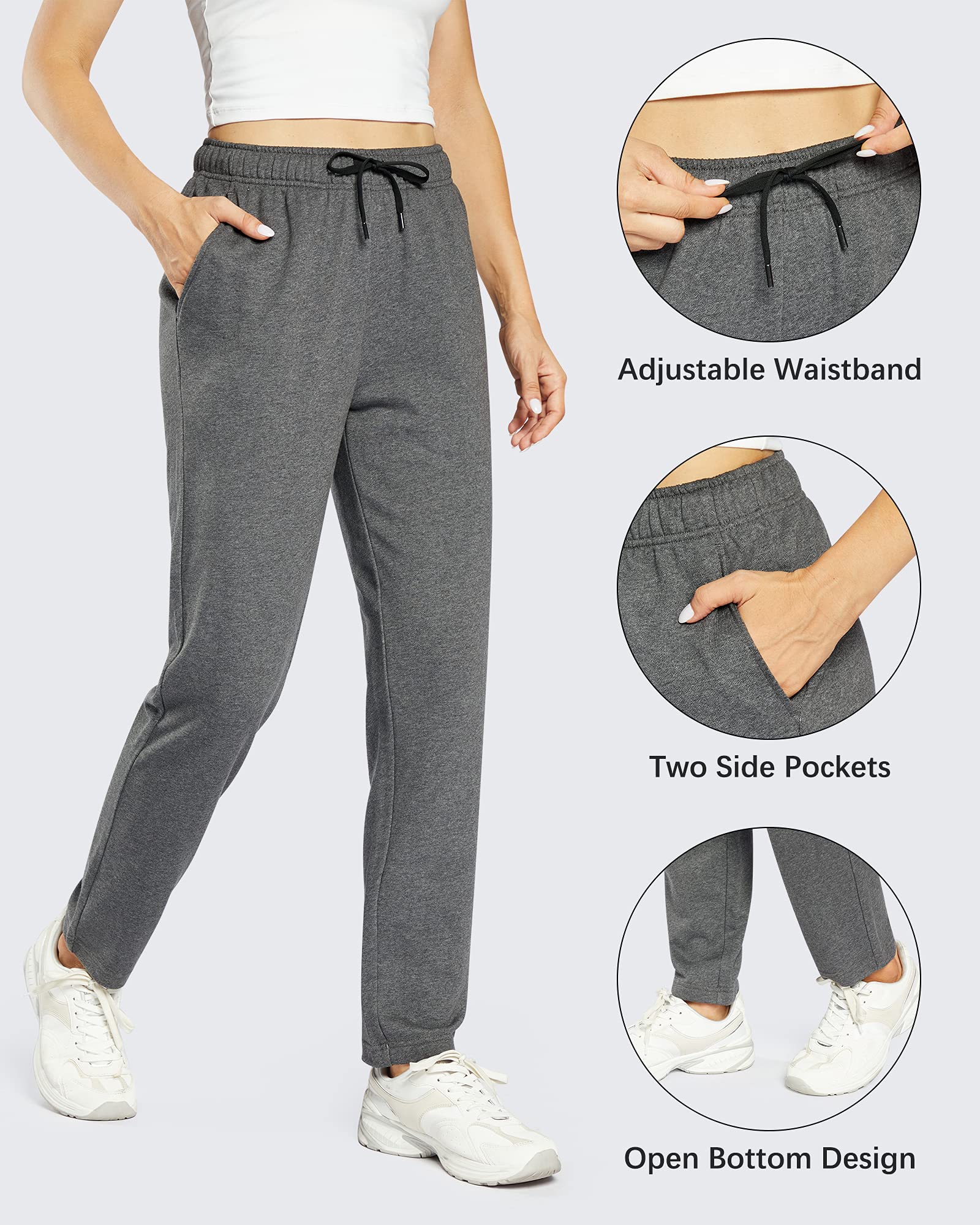 OUGES Pantalon de Jogging en Coton pour Femme Pantalon de Sport Ouvert