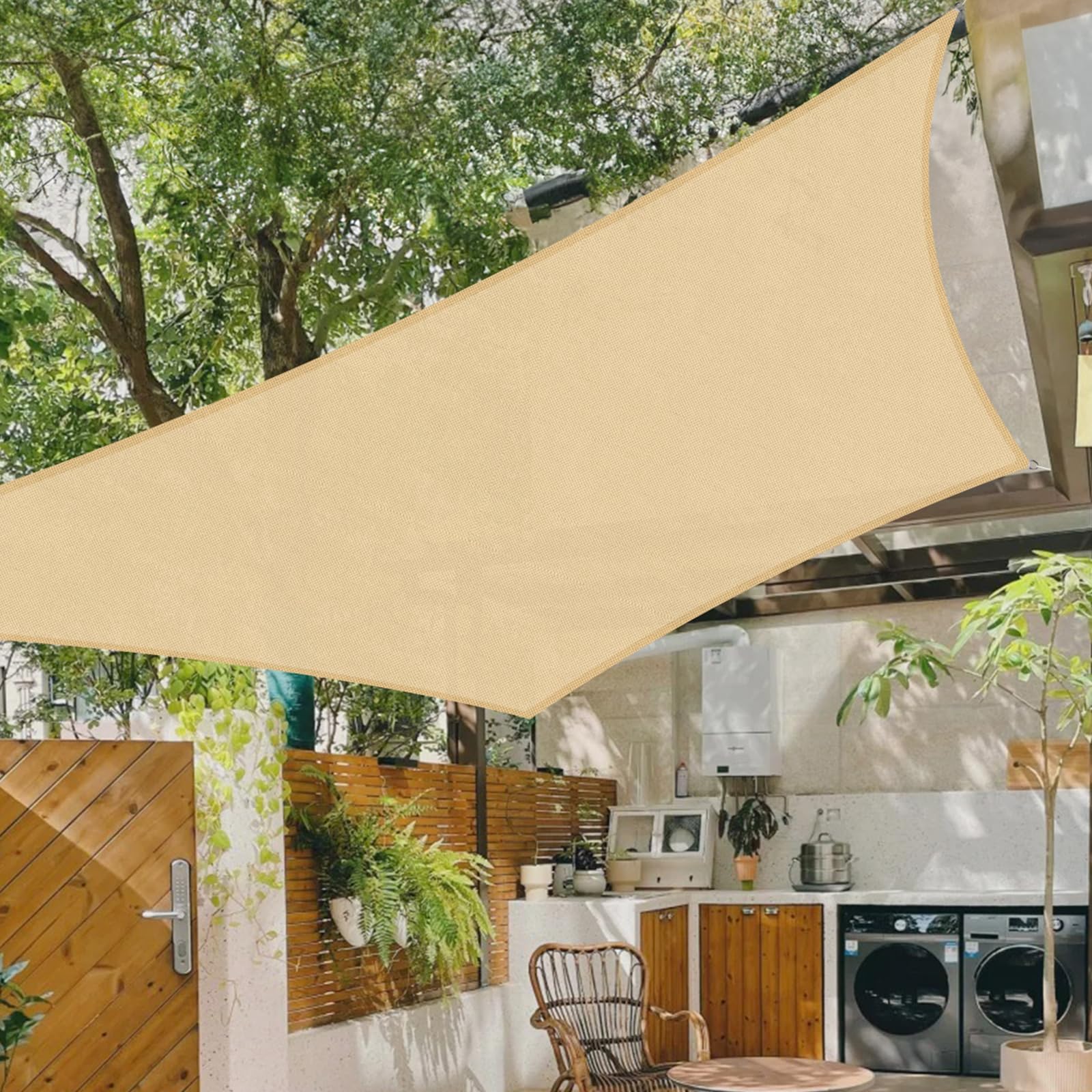 Cool Area Toldo Vela de Sombra Impermeable Rectangular 2.5x4m Protección UV PES Toldos para Patio Exterior Jardín Terraza-Arena — view 43