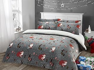 Olivia Rocco Teddy Duvet Cover Set Fleece Soft Fluffy Quilt Sets Thermal Warm Xmas Festive Bedding, King