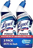 Lysol Max Strength Toilet Bowl Cleaner Clinging Gel, Bleach-Free, Kills 99.9% Germs, Removes Stains & Odors, Septic Safe, 24oz 2-Pack