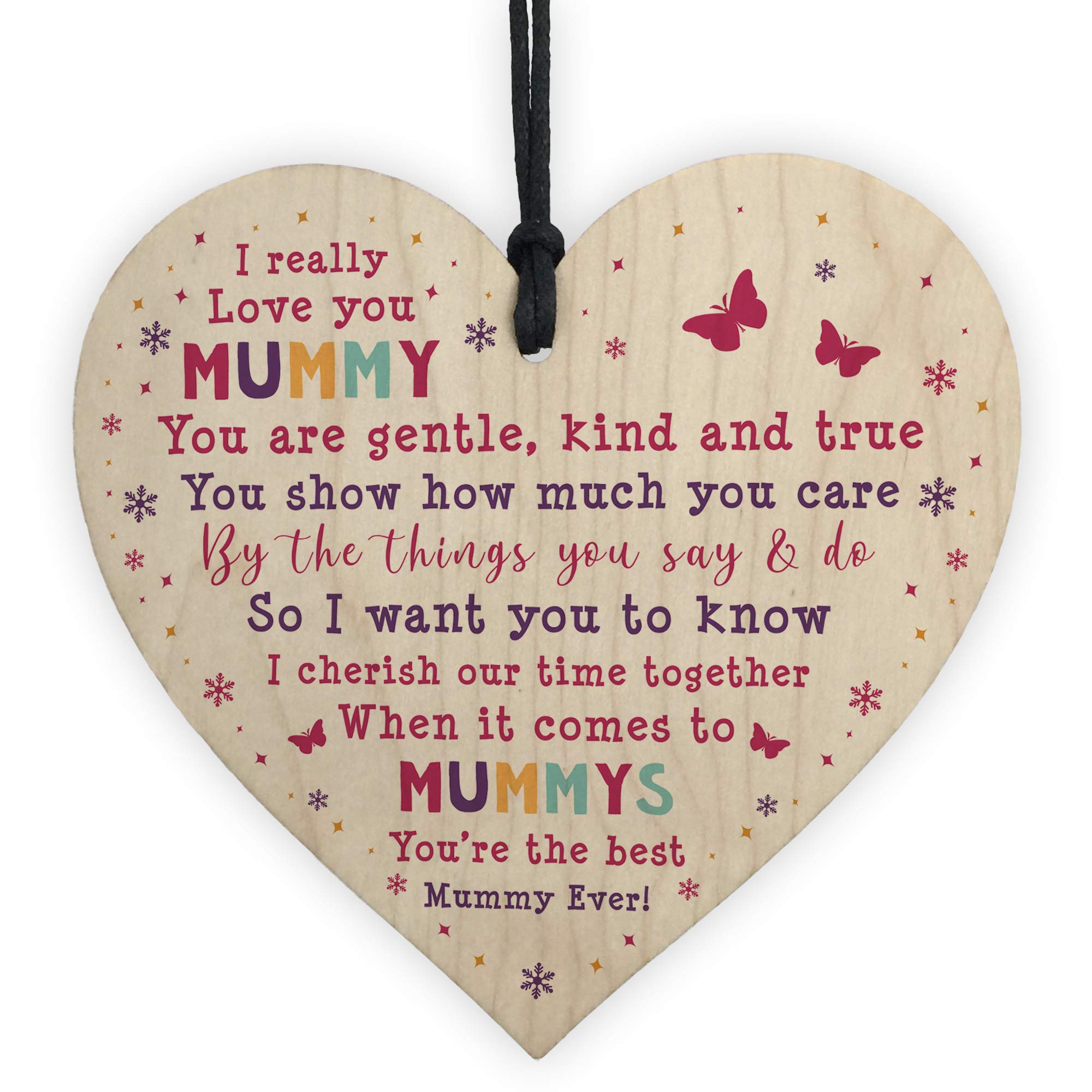Mummy Wooden Hanging Heart Mummy Birthday Christmas Unicorn Gift Sign