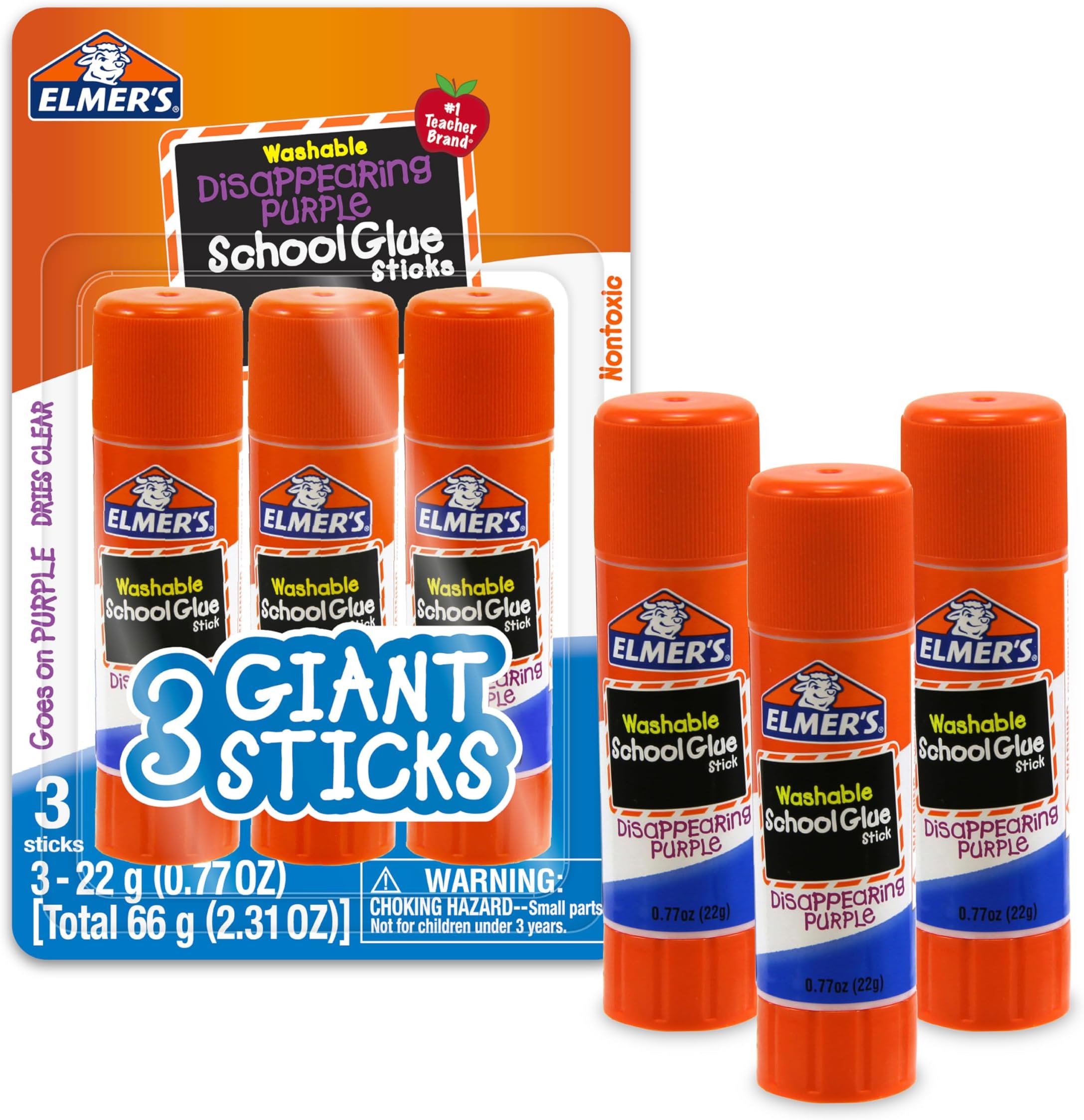 Elmer's Glue Stick, Purple/Set of 3 (E562)