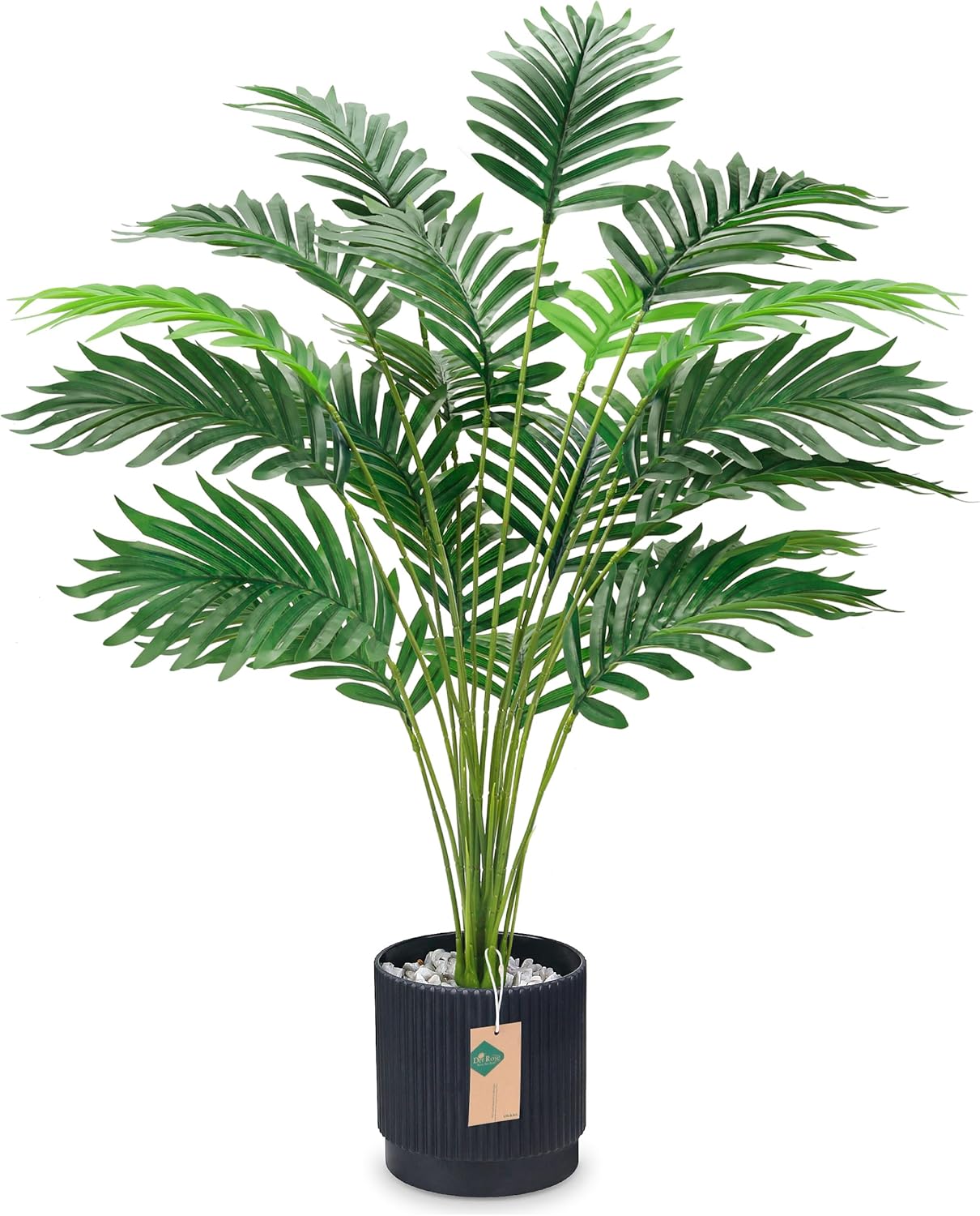 Der Rose 28'' Artificial Palm Tree Large Fake Tropical Faux Plants Indoor and Outdoor for Home Bathroom Porch Outside Patio Decor (Black Pot)