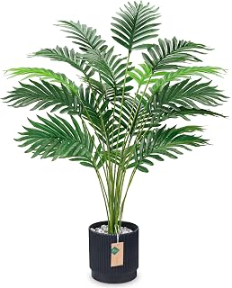 Der Rose 28" Fake Palm Tree in Sleek Black Pot for Modern Home Decor