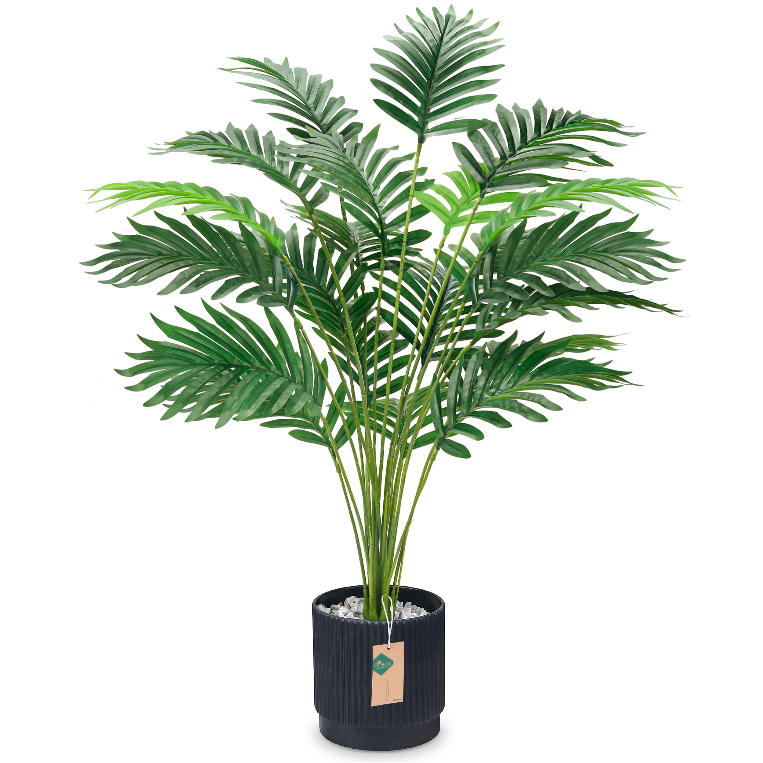 Der Rose 28'' Artificial Palm Tree Large Fake Tropical Faux Plants Indoor and Outdoor for Home Bathroom Porch Outside Patio Decor (Black Pot)