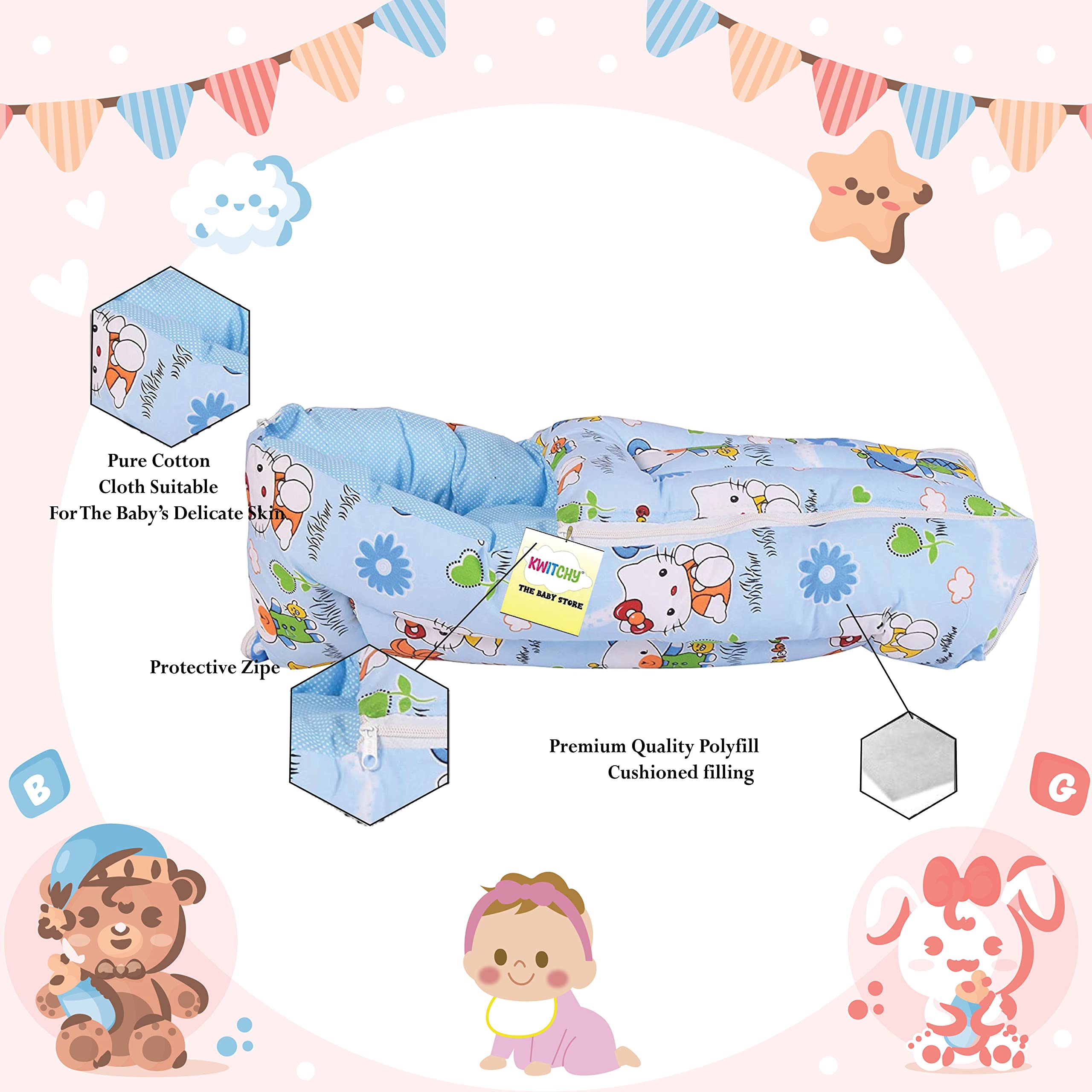 Kwitchy Baby Carry Bag New Born Carry Wrapper (0-6 Months) Blue 3