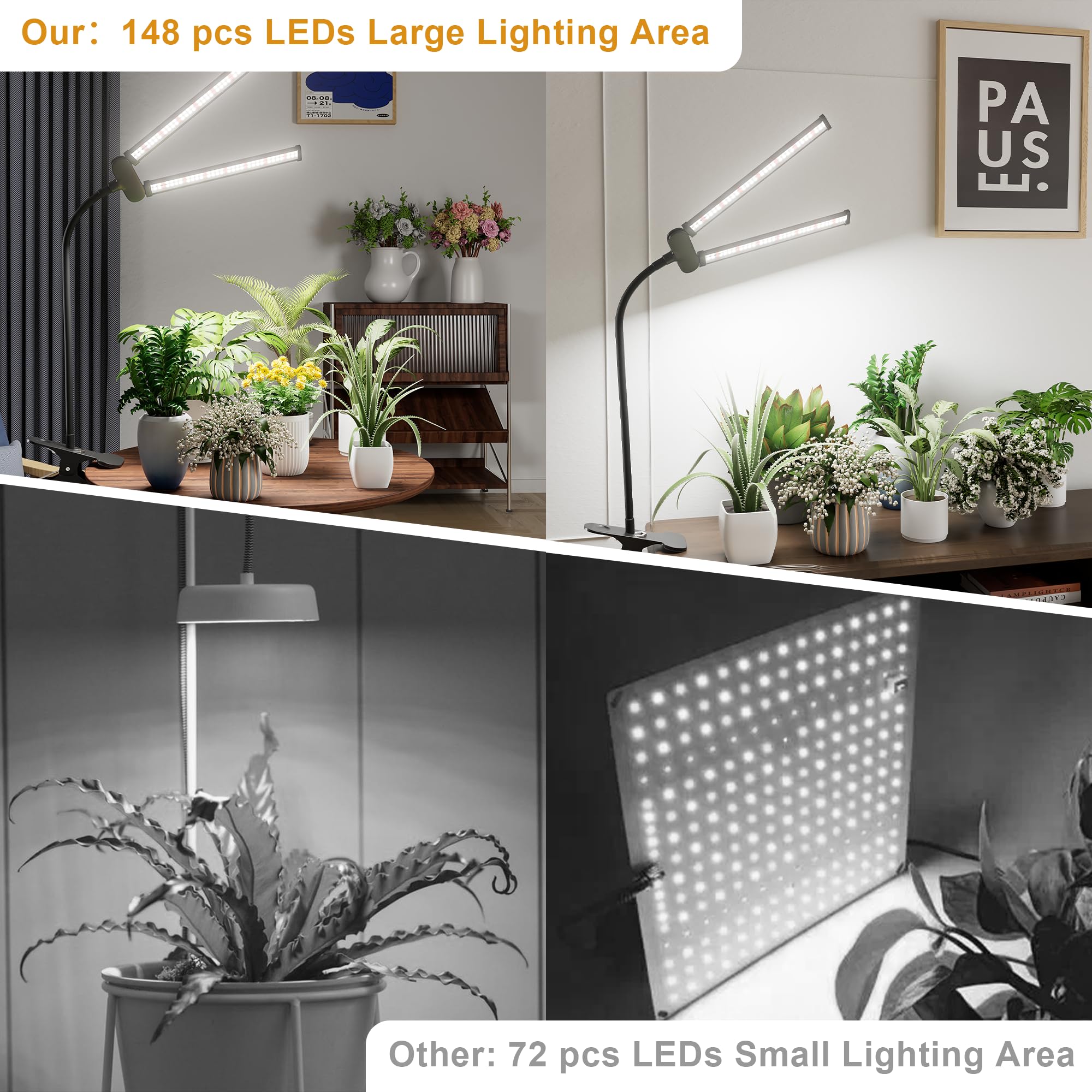 Lot 2 Lampes 3 Têtes Lampes De Croissance SDOVUERC - 2 X 3 Têtes Spectre Complet Avec Minuterie Automatique LED Spectre Complet Lot 2 Lampes 3 Têtes Lampes De Croissance SDOVUERC - 2 X 3 Têtes Spectre Complet Avec Minuterie Automatique LED Spectre Complet