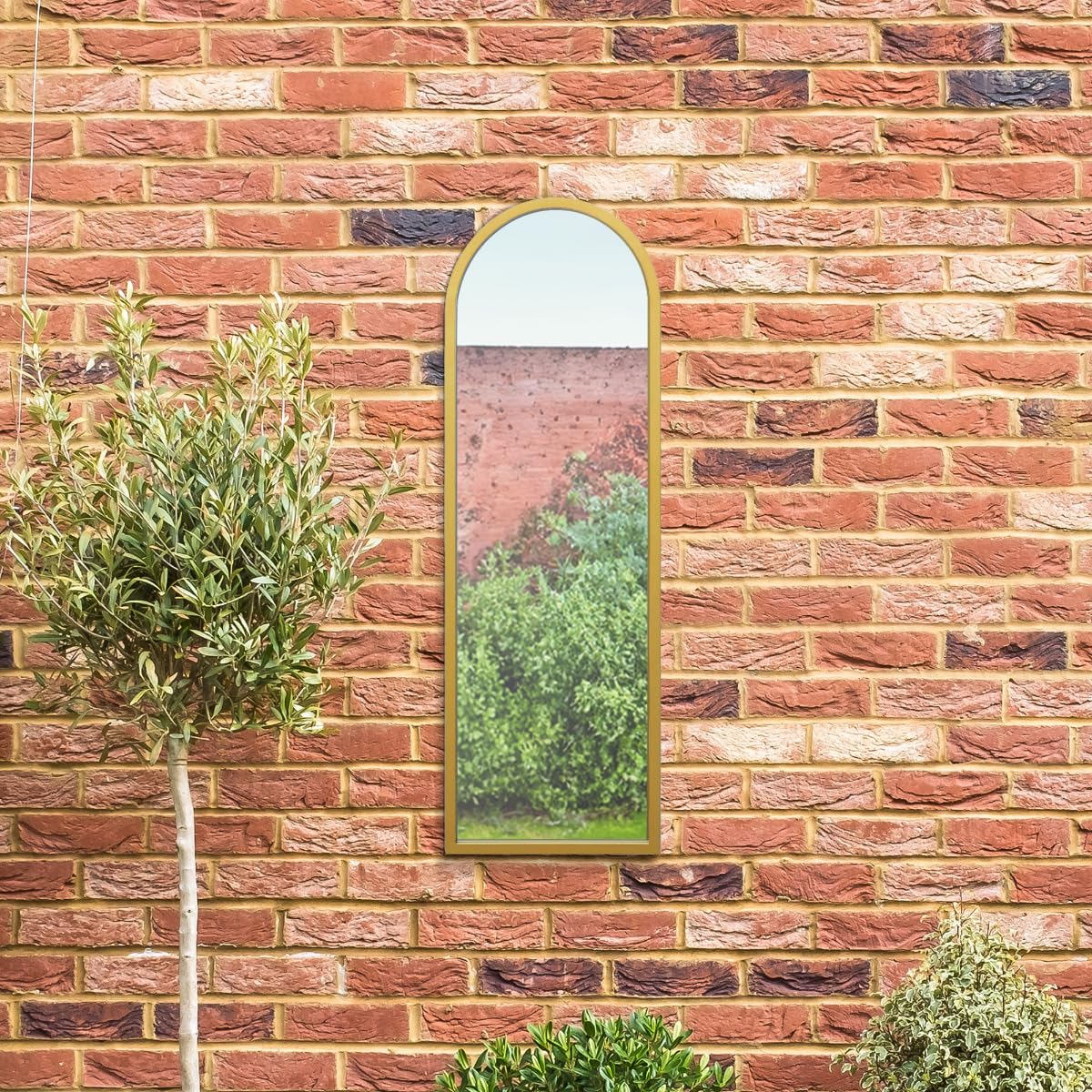 The Arcus New Extra Large Gold Framed Arched Garden Mirror - 47""x16"" 120x40cm