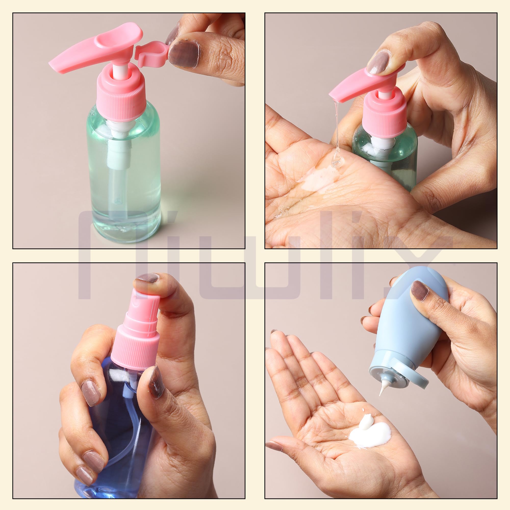 Niwlix Polypropylene Pack of 11 Travel Bottles For Toiletries Travel Essentials for women Toiletry Bottles For Travelling For Shampoo Cream Handwash Lotion Storage Bottle accessories women, 60 Ml 4