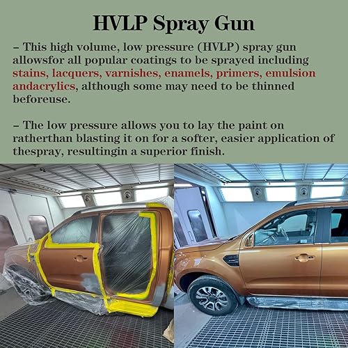 Miniatura 6 de HVLP Pistola de pulverización de aire, 1.41.70.079 in Kit de pistola rociadora de pintura automotriz más regulador, 600 cc taza de alimentación por