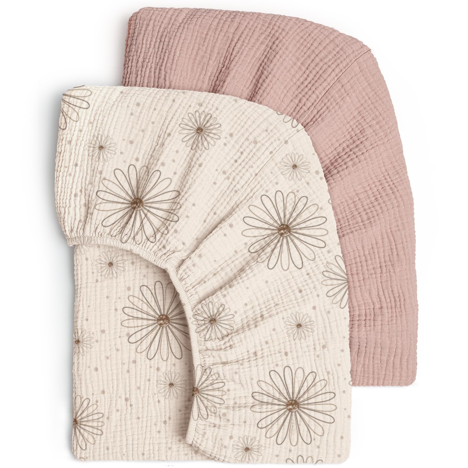 Lulu Moon Muslin Crib Sheets - Fitted Crib Mattress Sheets for Boys and Girl - 28"x 52", 2 Pack