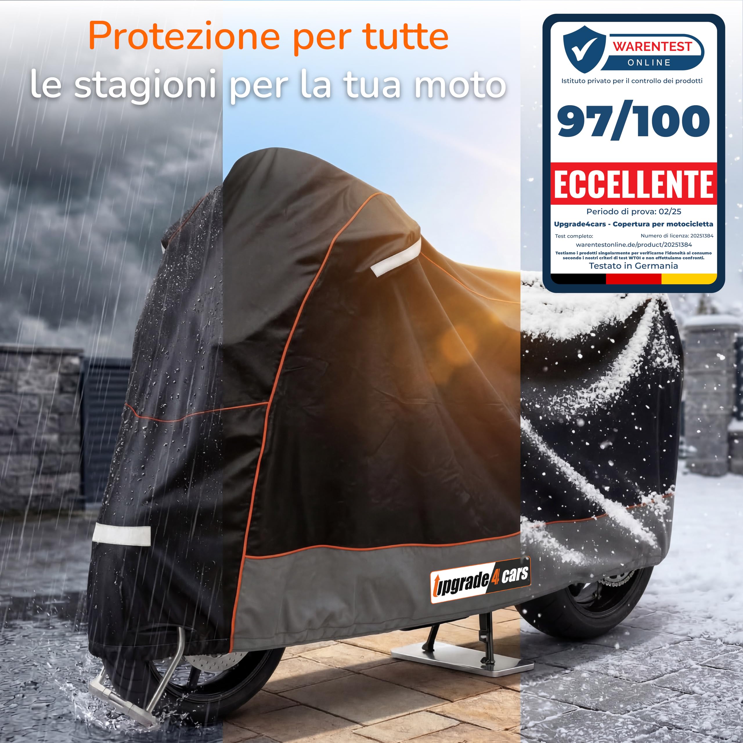 Upgrade4cars Copertura Moto Esterno Impermeabile e con Lucchetto | Garage Universale Moto Antigelo Invernale 210D Poliestere Nero | Copertura Scooter Taglia XL 275x105x125 cm