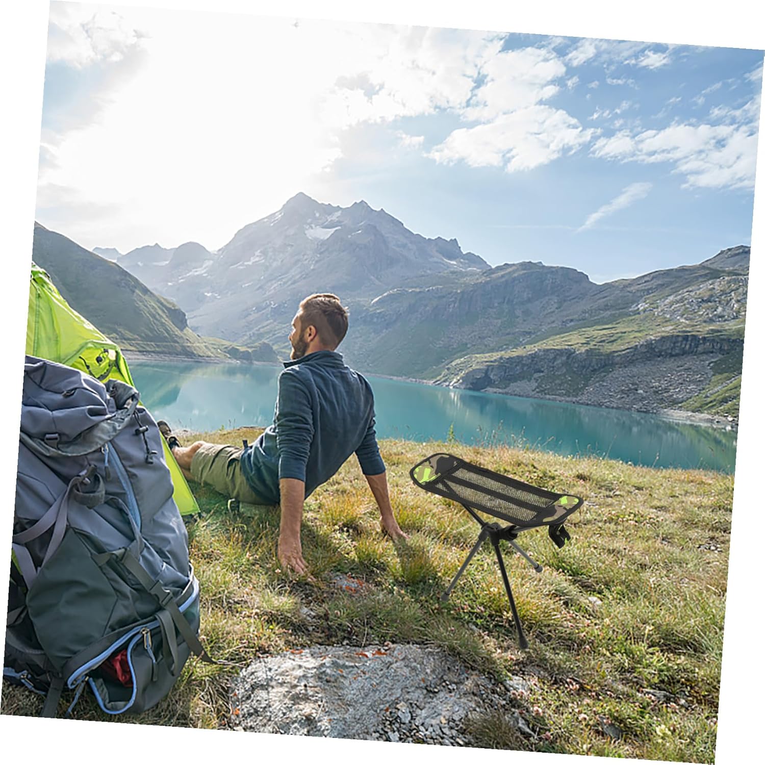 Foldable Fishing Chair Portable Camping Stool Lightweight Foldable Stool for Outdoor Leisure Tripod Seat for Fishing Hiking Beach Picnic with Camouflage Footrest