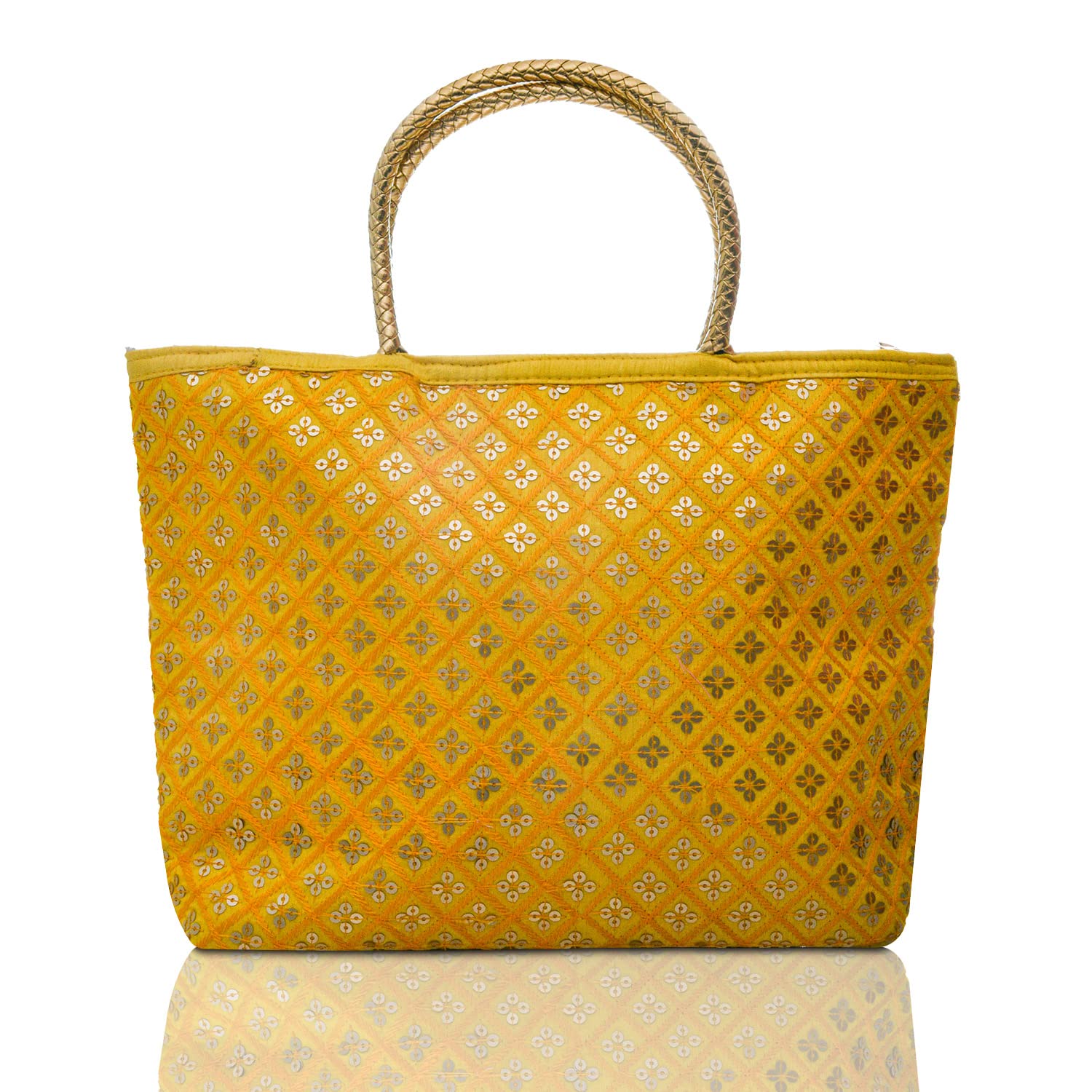 Kuber Industries Hand Bag|Sequins Silk Embroidery Purse|Traditional Indian Handmade Shoulder Bag with Golden Handle (Yellow) (B0BSNHBGGT) Amazon Price History, Amazon Price Tracker