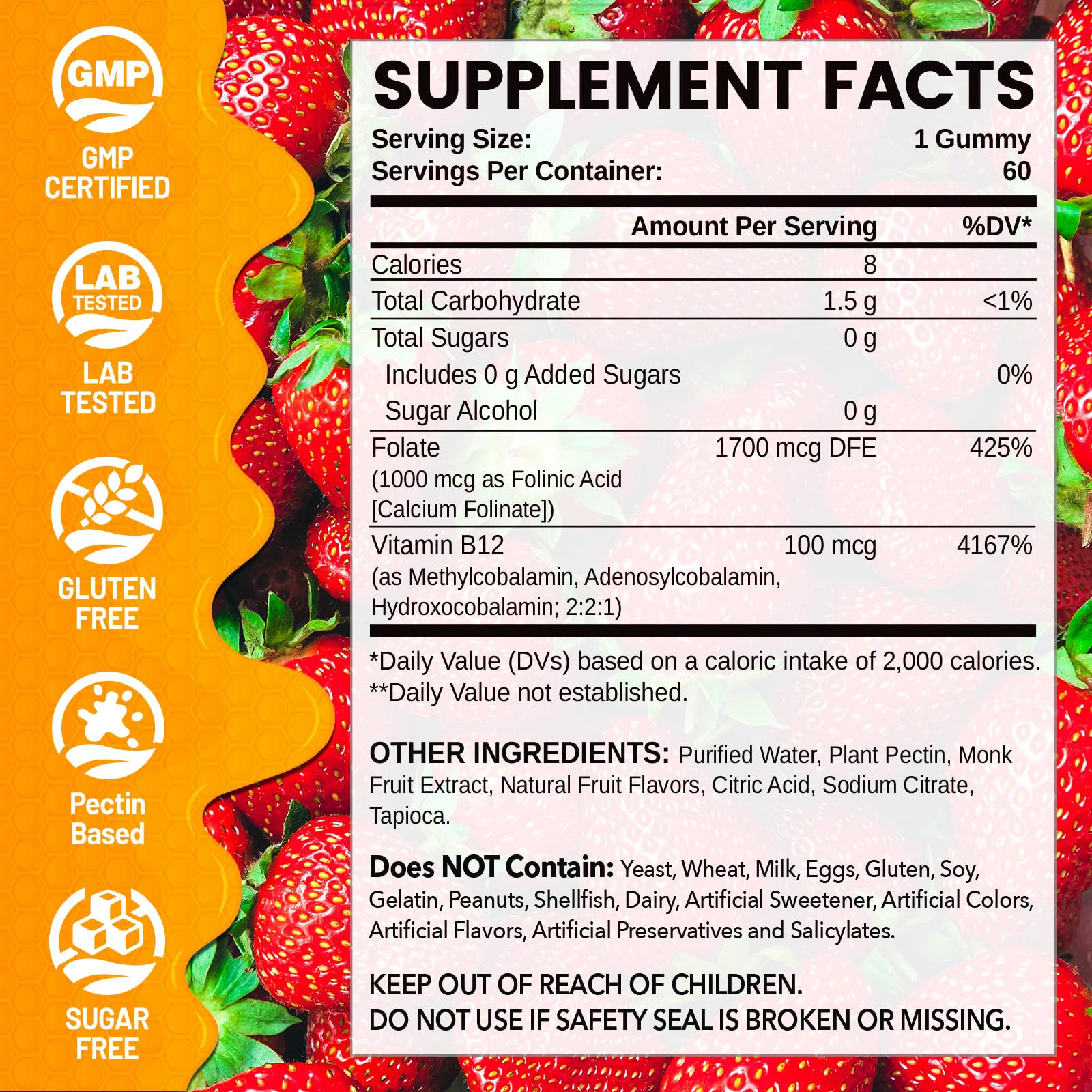 Folinic Acid for Kids & Adults 4+, 1mg Folinic Acid & B12, 60CT — Amazon image 4