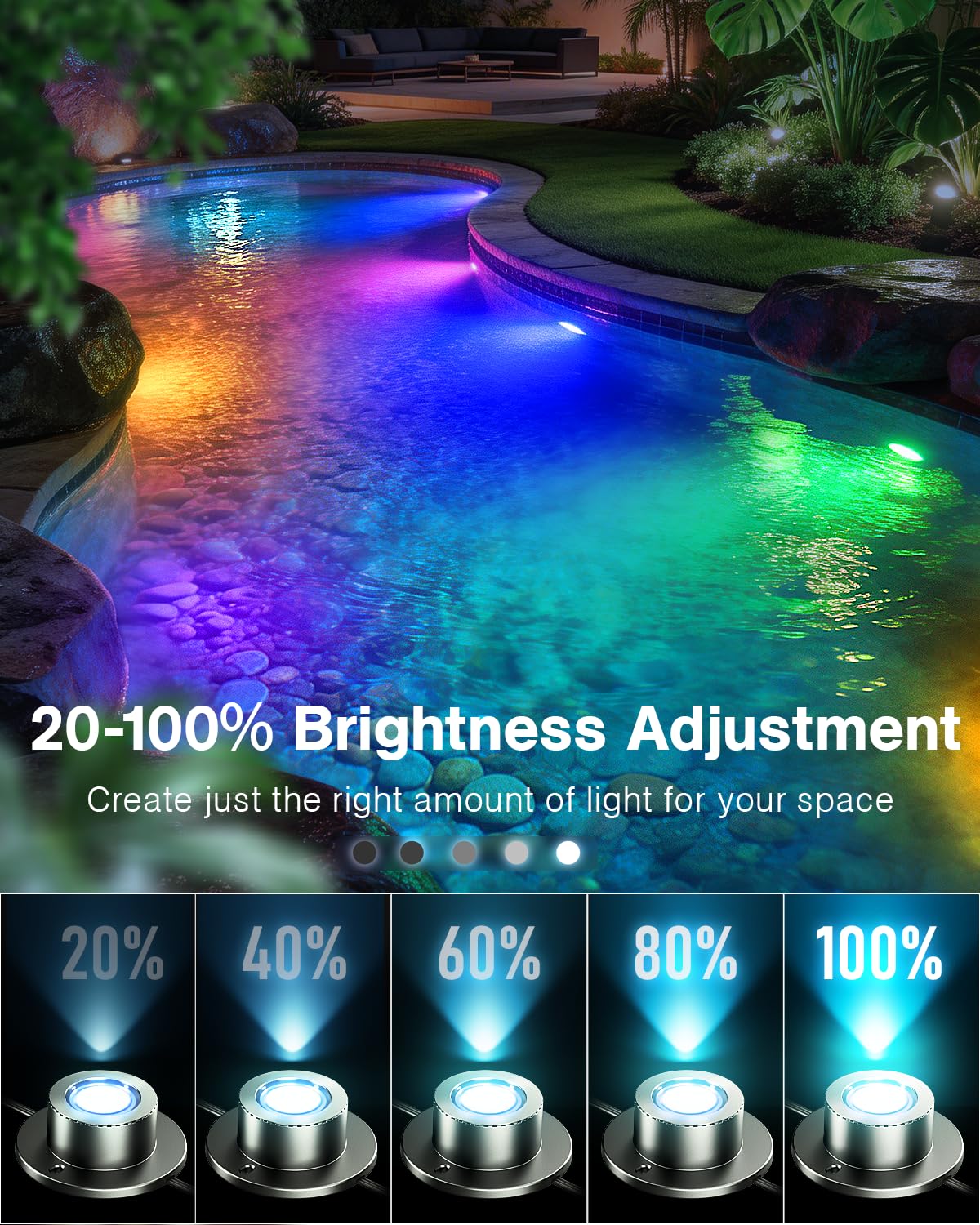 Illuminazione a LED subacquea con trasformatore a basso voltaggio