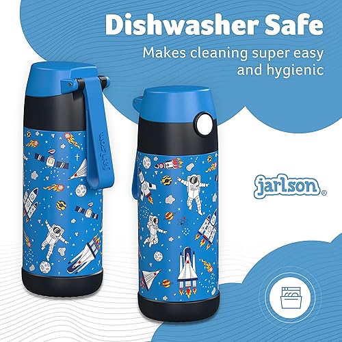 Miniatura 4 de Jarlson Mali - Botella de agua para niños, botella de agua térmica de acero inoxidable, sin BPA, a prueba de fugas, botella para niños con tapa para