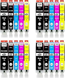 Happy Printer 20 XL cartridges compatible with Canon PGI-525 / CLI-526 for Pixma IP4850 IP4950 IX6550 MG5140 MG5150 MG5240 MG5250 MG5300 MG5340 MG5350 MX715 MX885 MX895