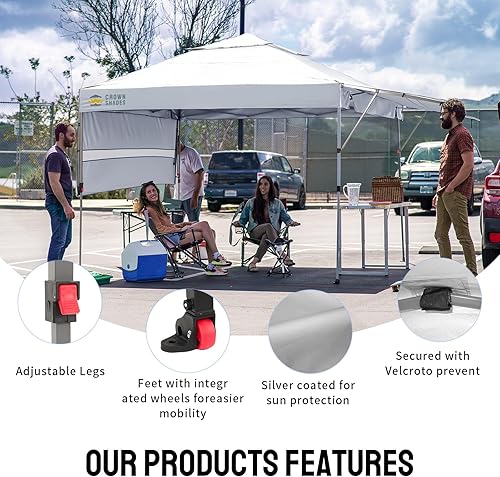 Miniatura 10 de CROWN SHADES Tienda de campaña desplegable de 10 x 10 pulgadas, con bloqueo central, toldo comercial instantáneo con tela revestida de plata 150D,