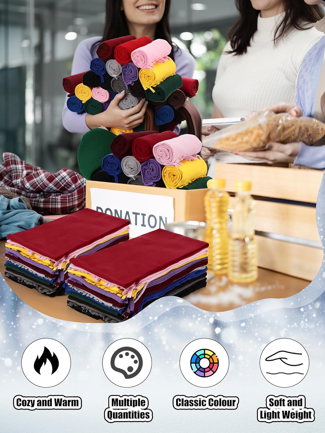 Suhine Winter Beanies Hat Scarf Set Unisex Cold Weather Knitted Cap Fleece Scarves Bulk for Men Women Homeless Donation Gift - Image 4