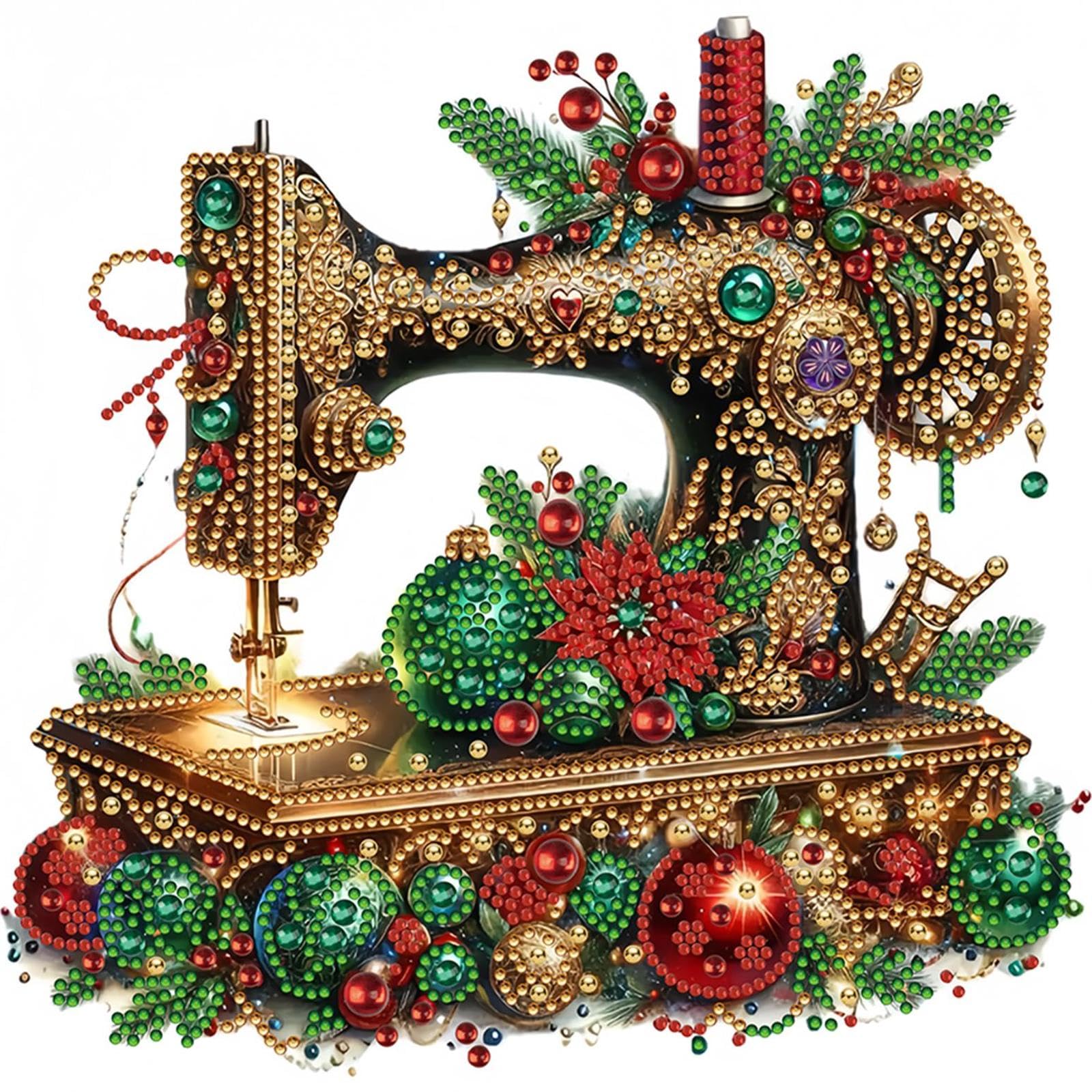 Sewing Machine Special Shape Diamond Painting - 5D Diamond Art Kits for Adults, Diamond Painting Partial Drill Crystal Rhinestone Art, DIY Diamond Art Kits for Adults, 11.8x11.8 Inch (A)
