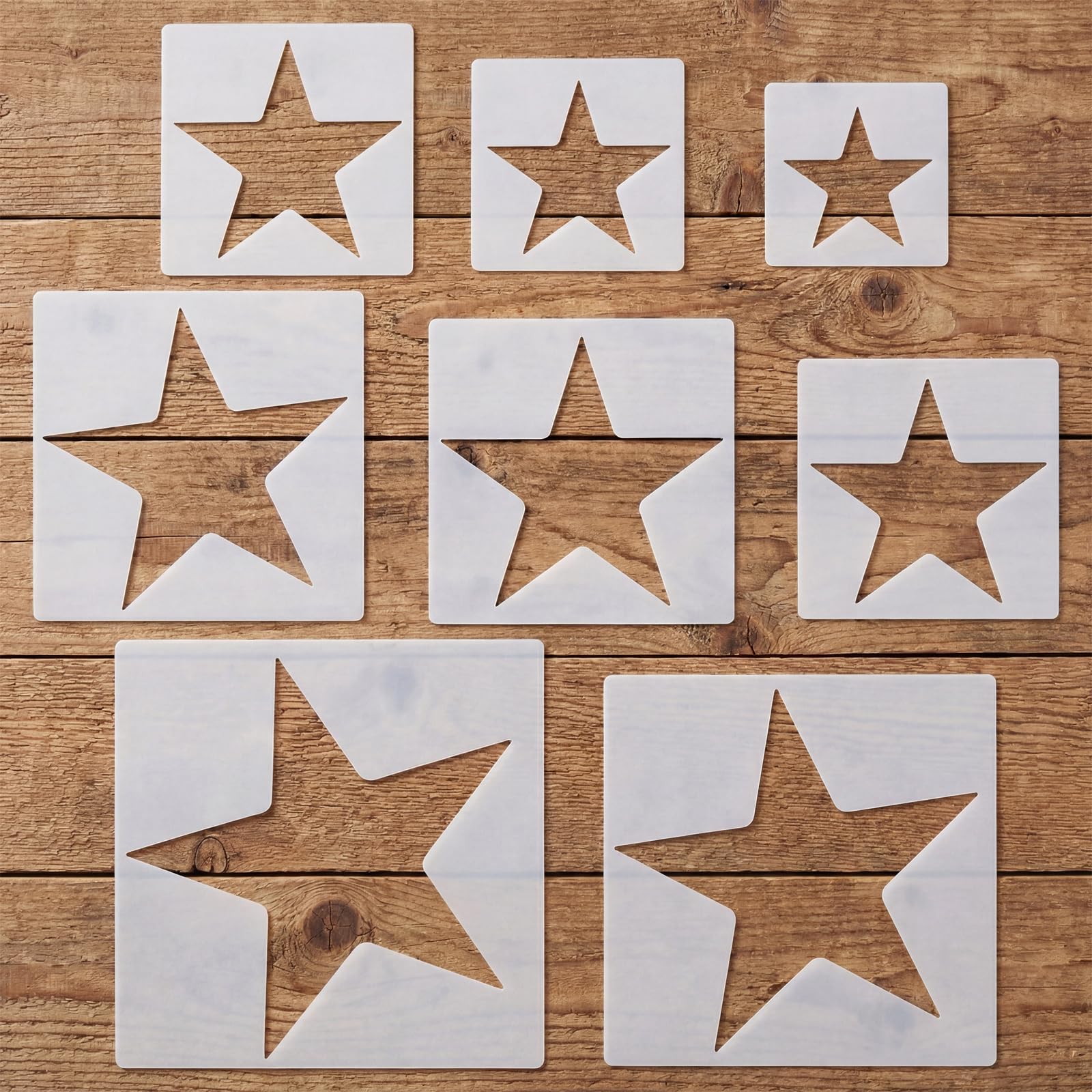 8 Pcs Large Star Stencils, 8 Different Size Star Stencils, Stars Template Stencil for Painting, Spray, Fabric, Wall, Paper, Crafts, DIY Home Decoration, Office and School Art Craft Templates